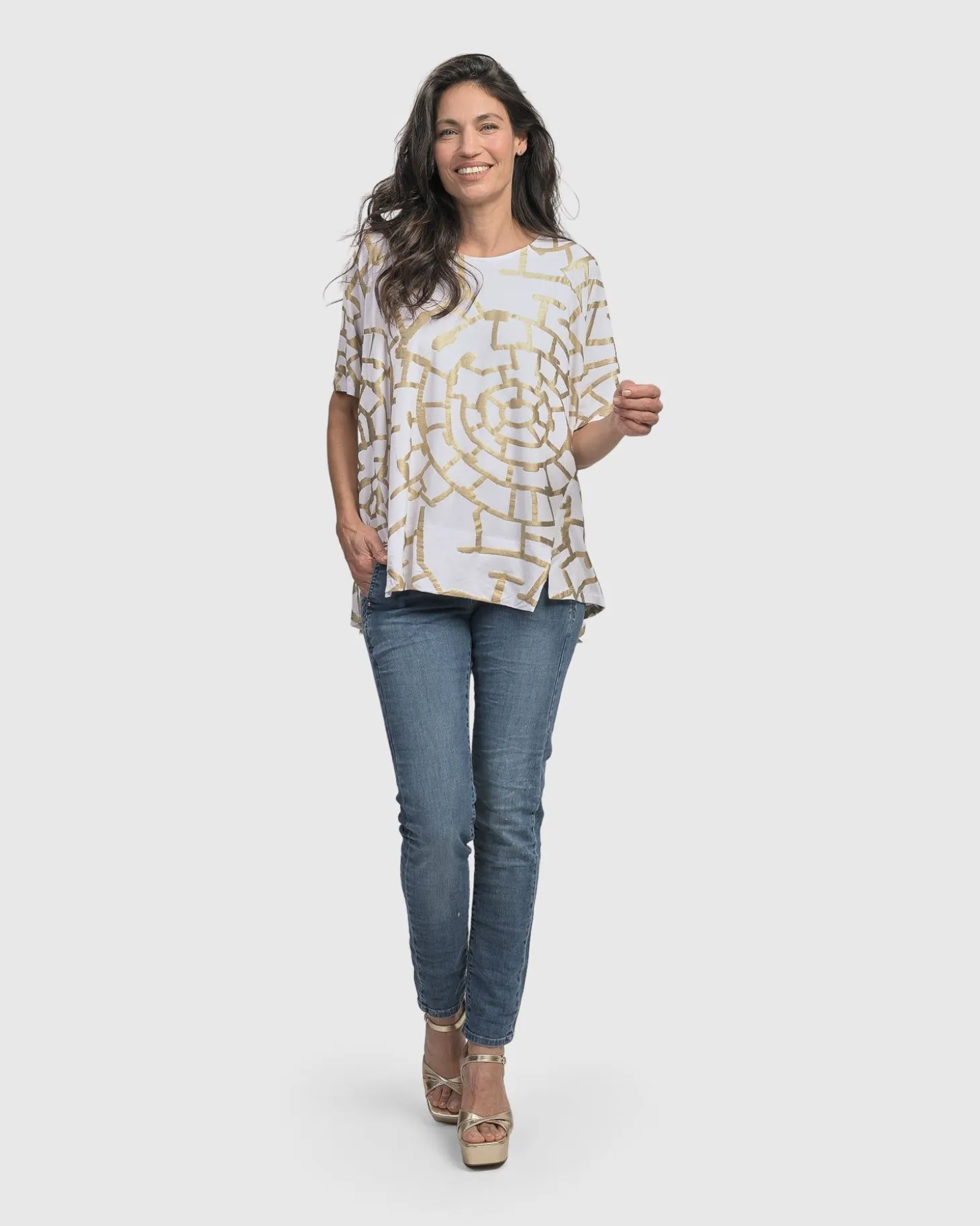 Women Alembika Hypnotic Swing Tunic Top, Gold