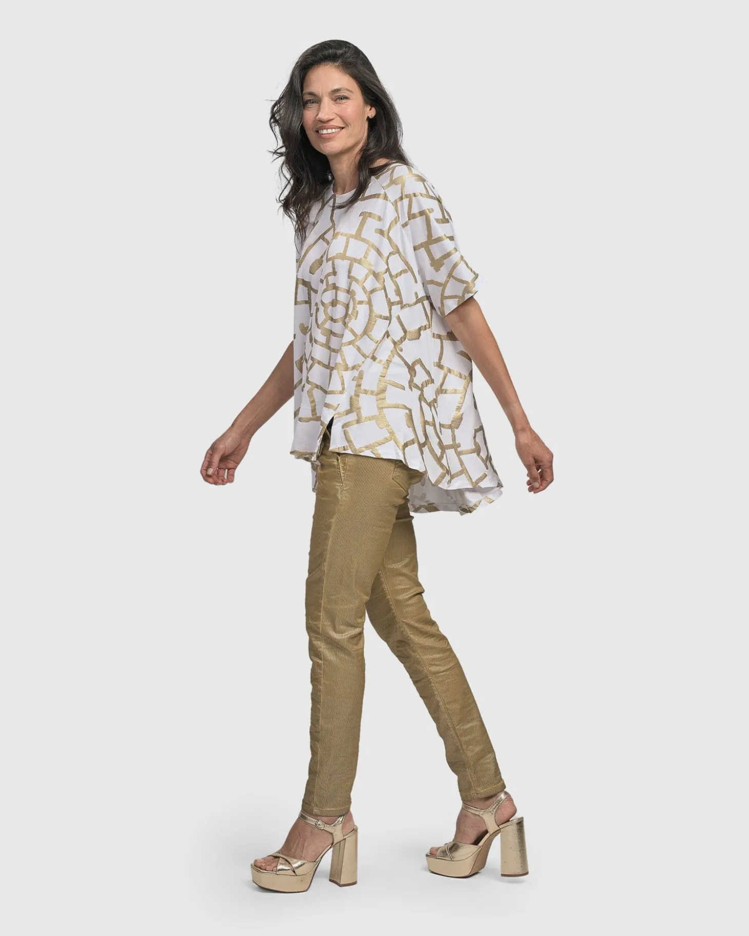 Women Alembika Hypnotic Swing Tunic Top, Gold