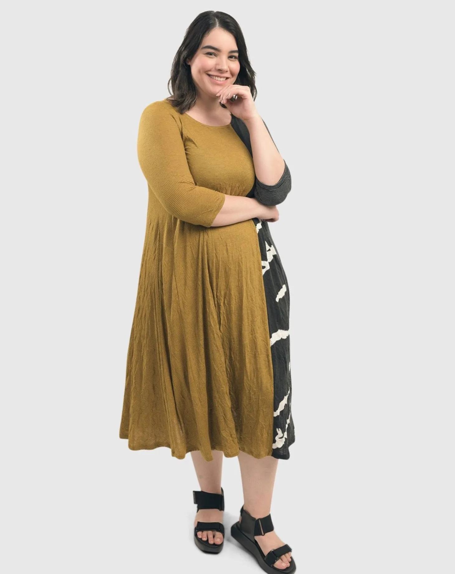 Women Alembika Jill Crinkle Swing Dress, Yellow