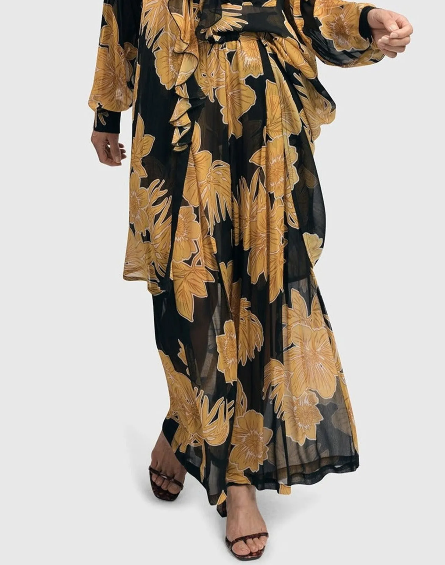 Women Alembika Kauai Chiffon Palazzo Pants, Gold