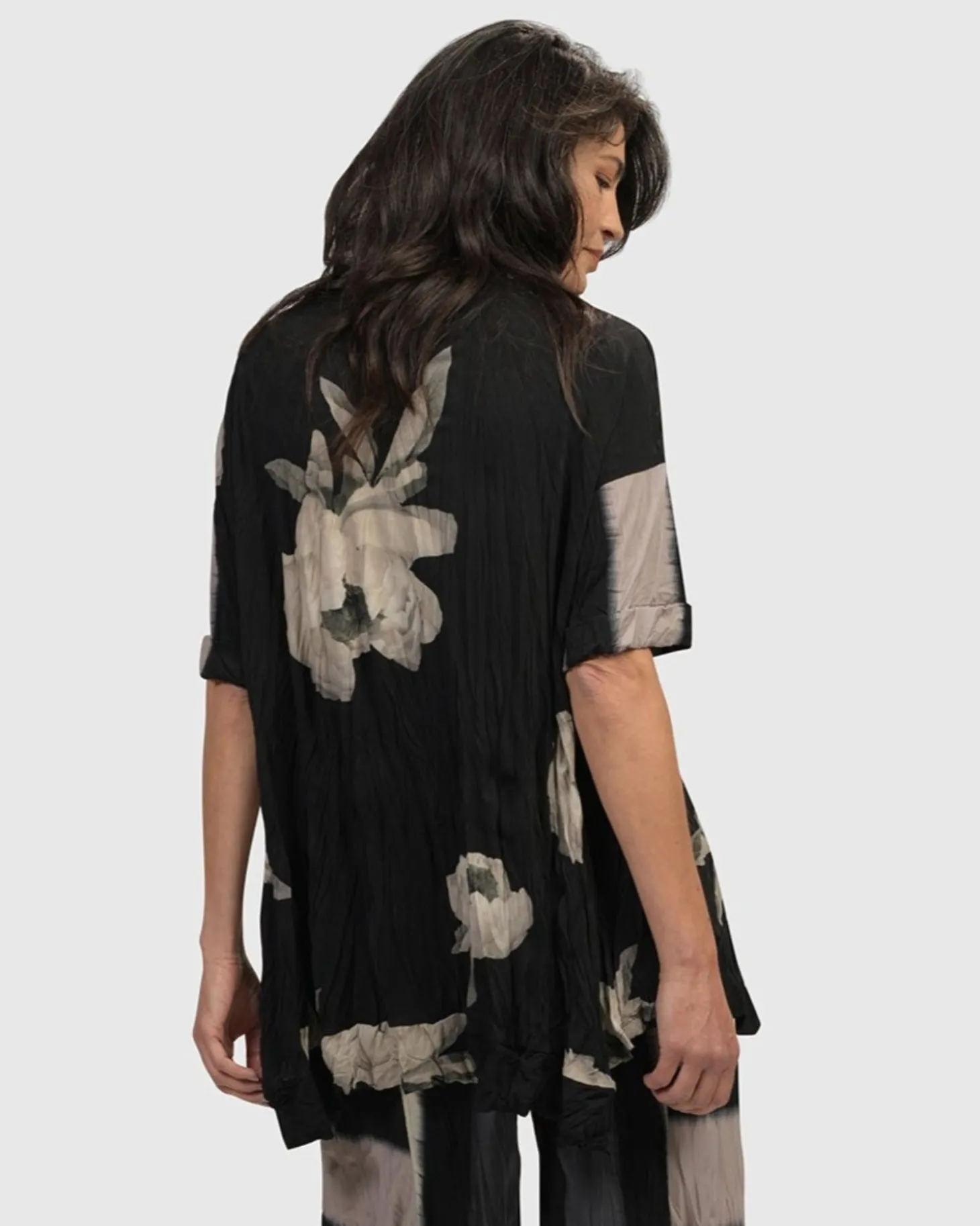 Women Alembika Laila Crinkle Trapeze Top, Stripe/Roses