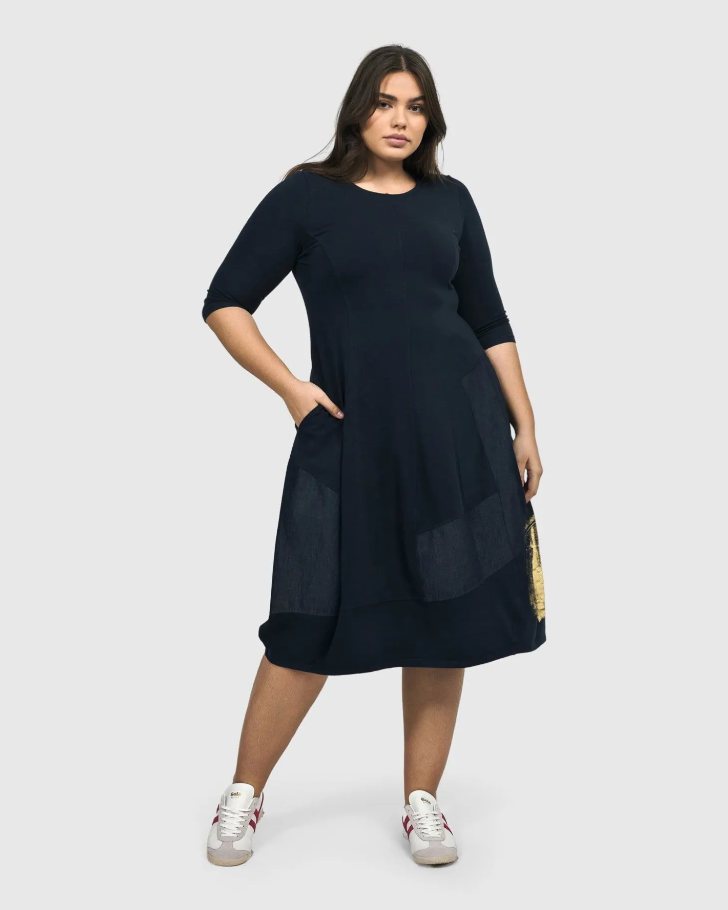 Women Alembika Lexington Crew Cocoon Dress, Navy