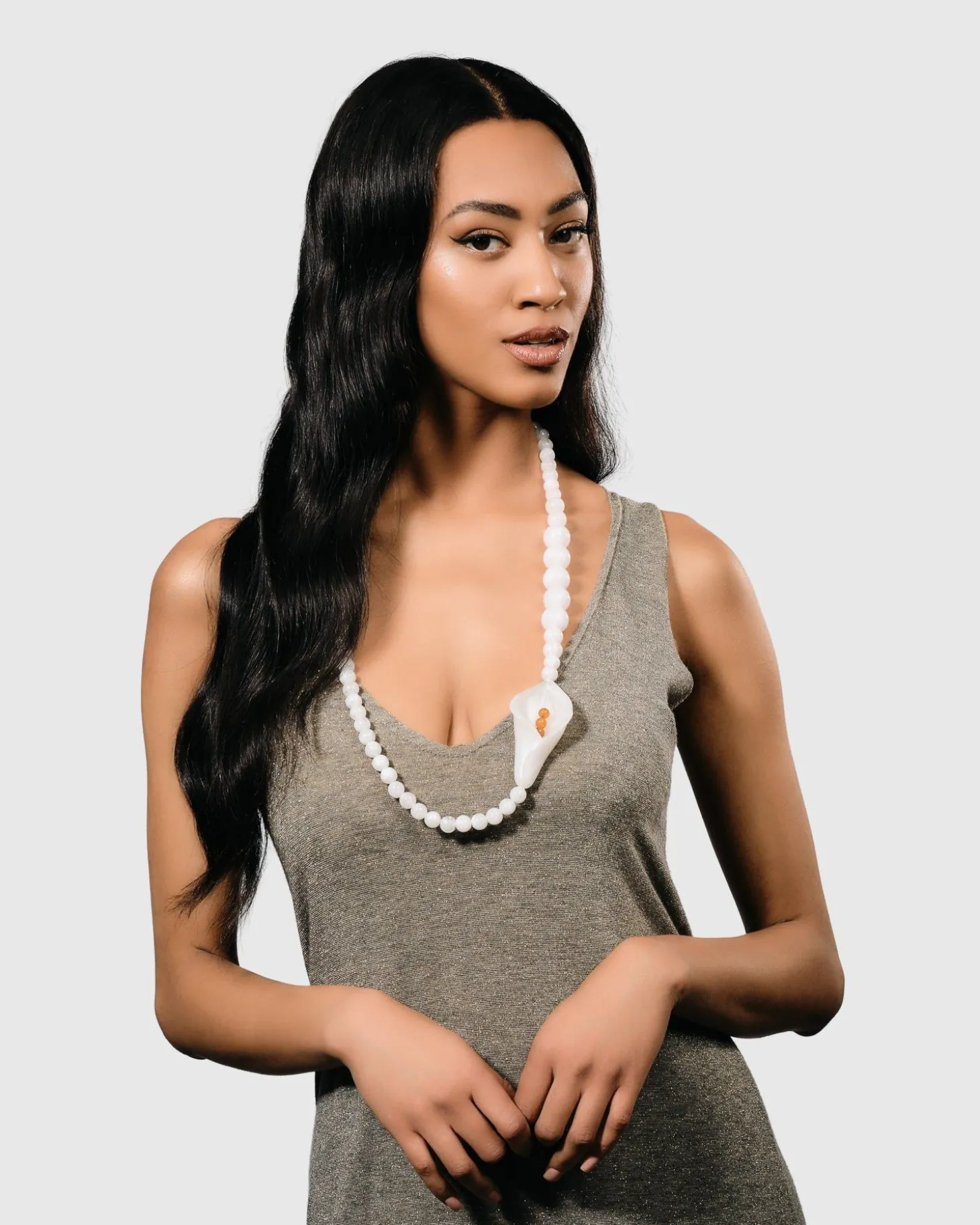 Women Alembika Lily Bead Necklace, White