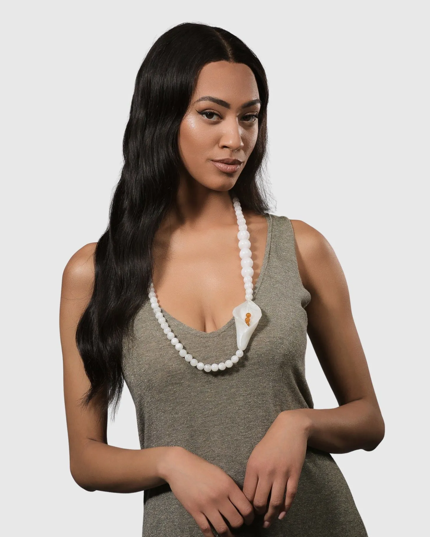 Women Alembika Lily Bead Necklace, White
