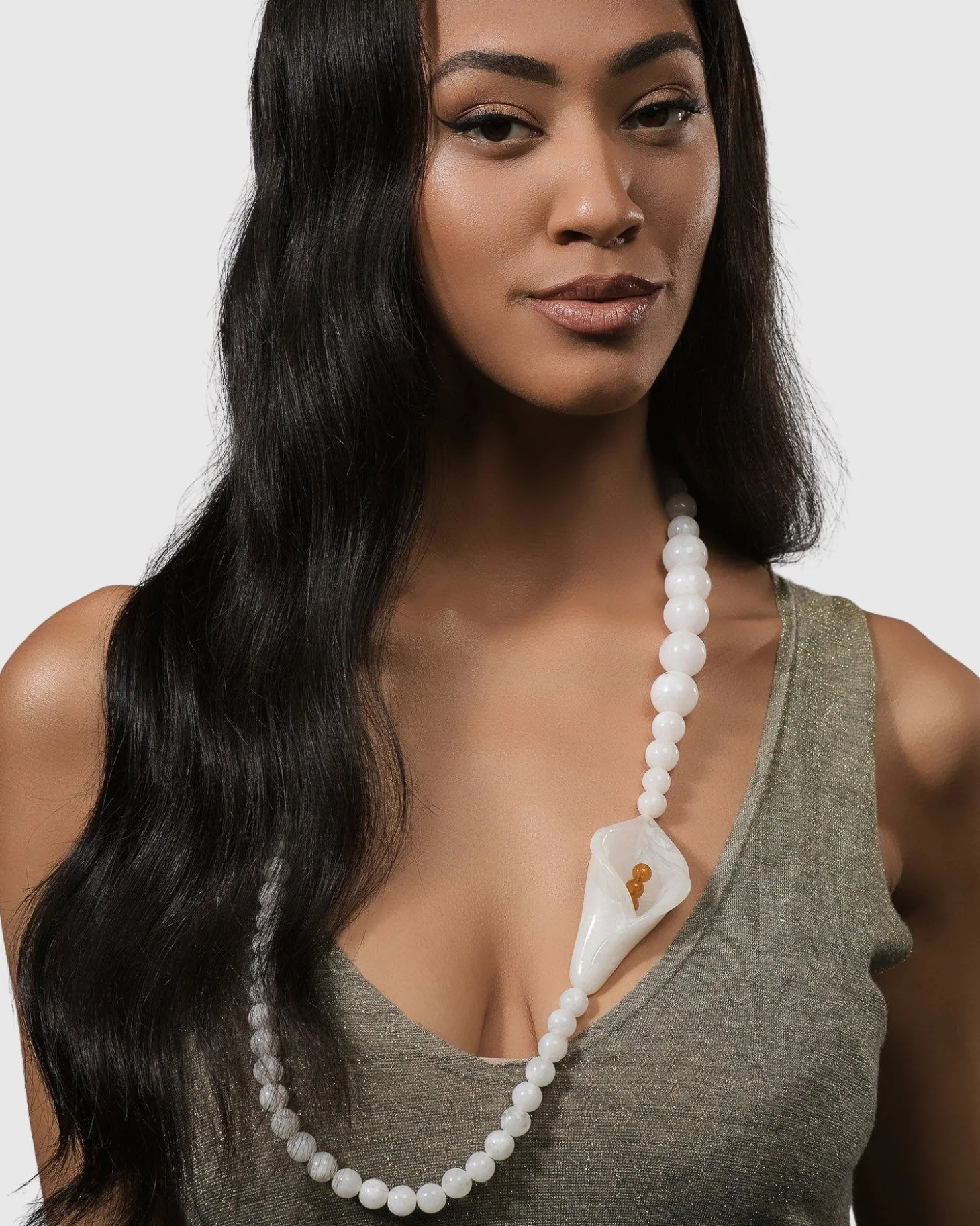 Women Alembika Lily Bead Necklace, White