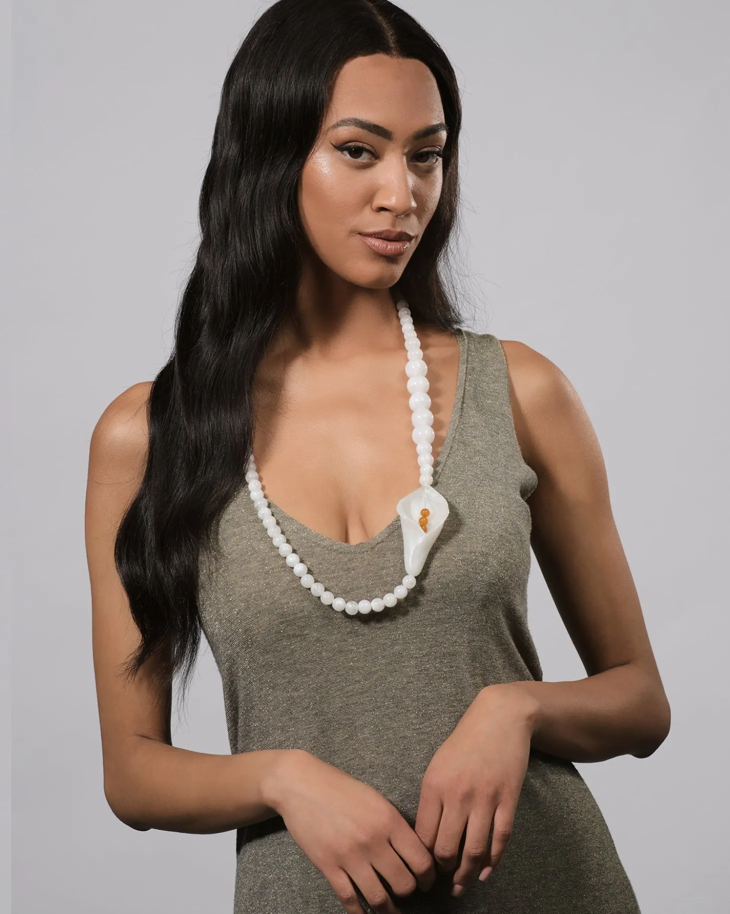 Women Alembika Lily Bead Necklace, White