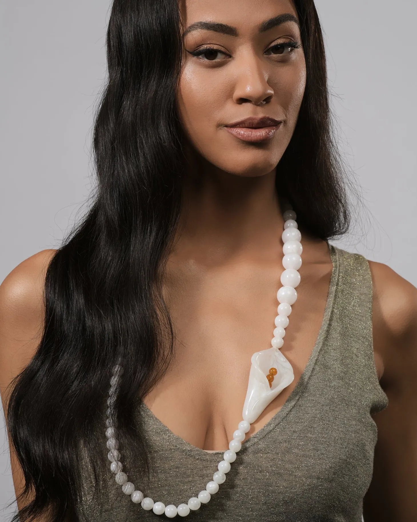 Women Alembika Lily Bead Necklace, White
