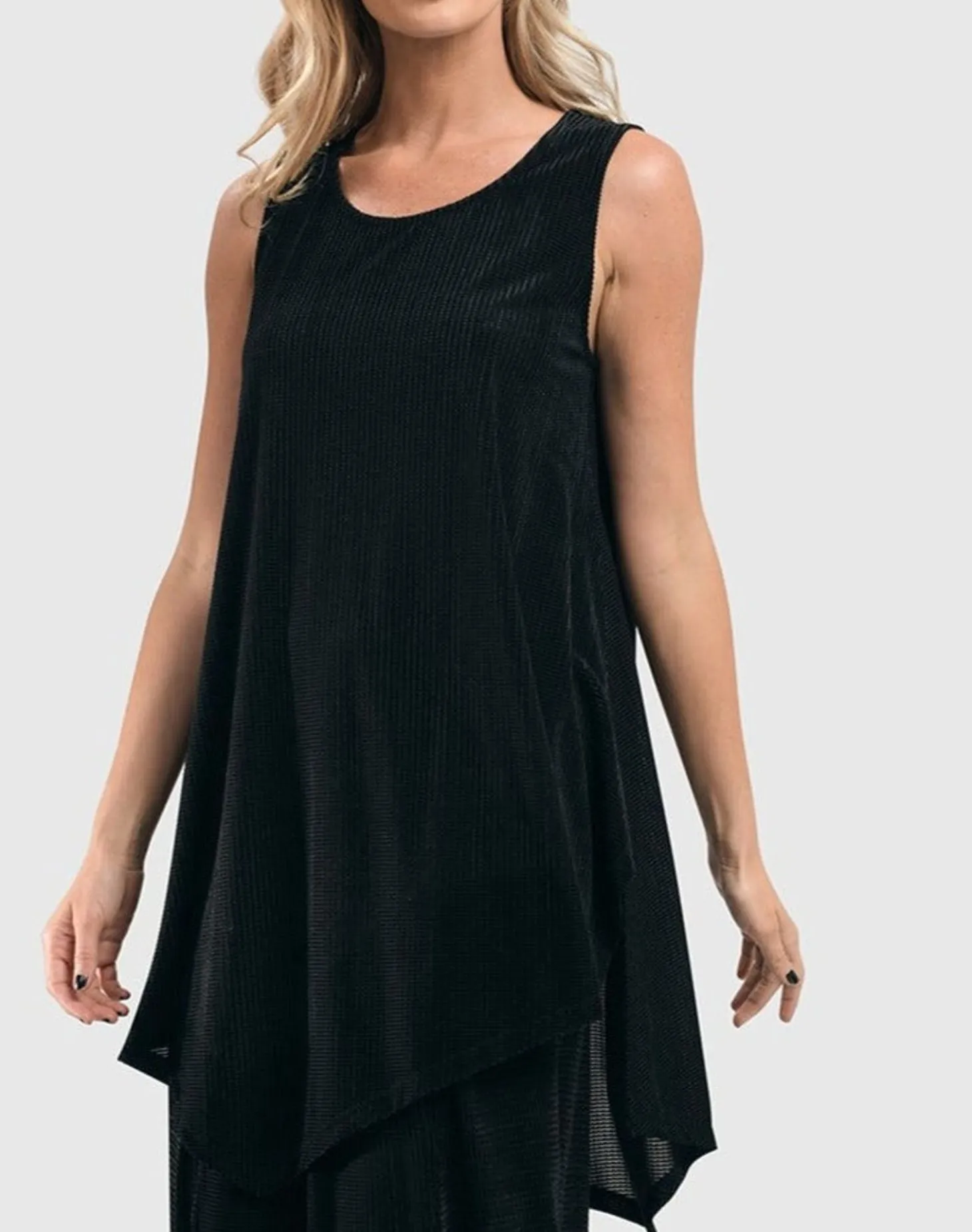 Women Alembika Liv Sleeveless Tunic Top, Black Grid