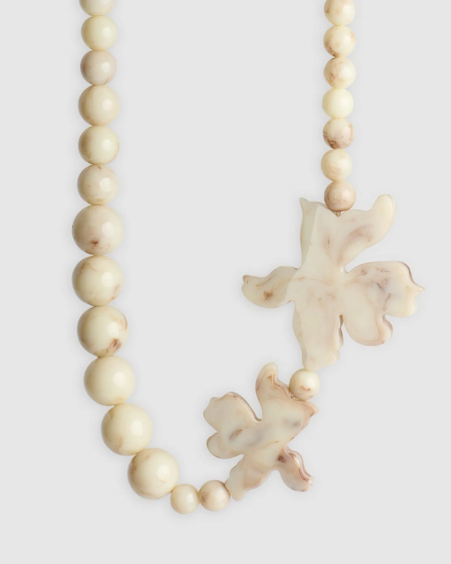 Women Alembika Lotus Bead Necklace, Oat