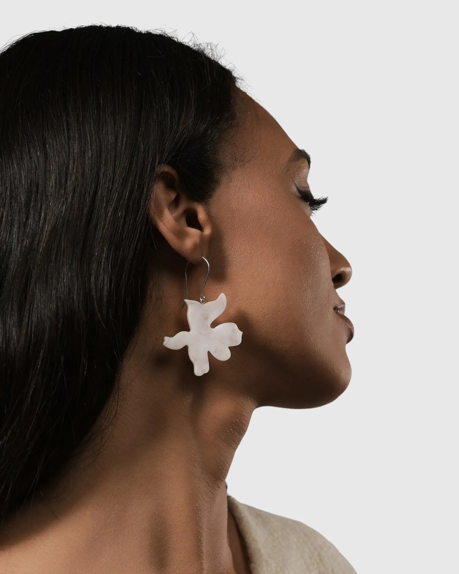 Women Alembika Lotus Dangle Earrings, Oat