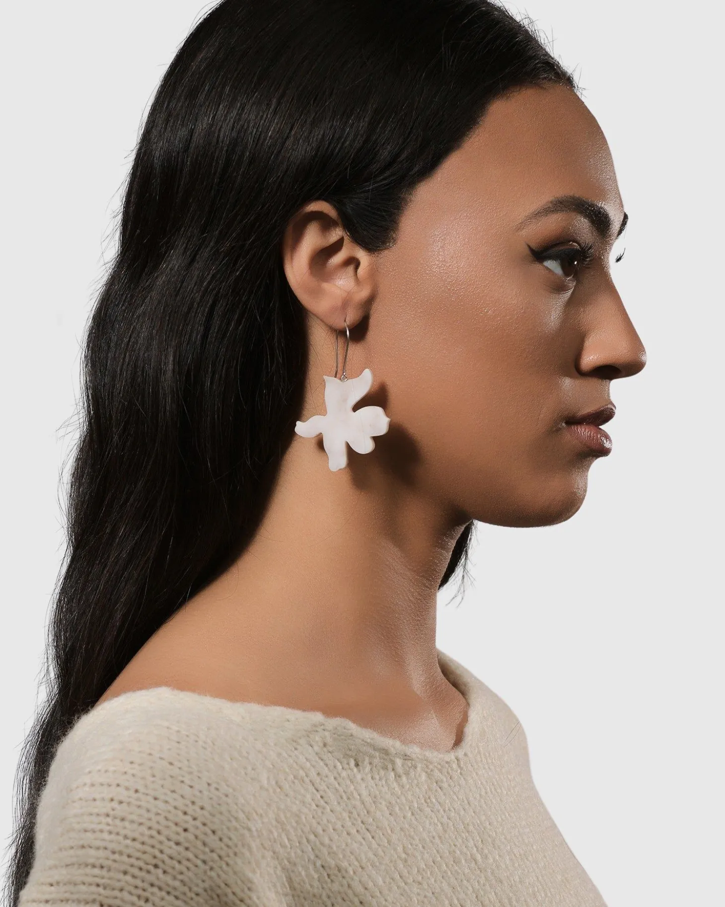 Women Alembika Lotus Dangle Earrings, Oat