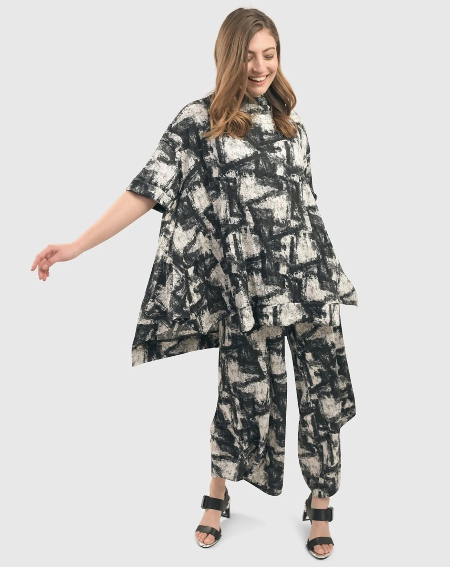 Women Alembika Marble Crinkle Punto Pants, Black