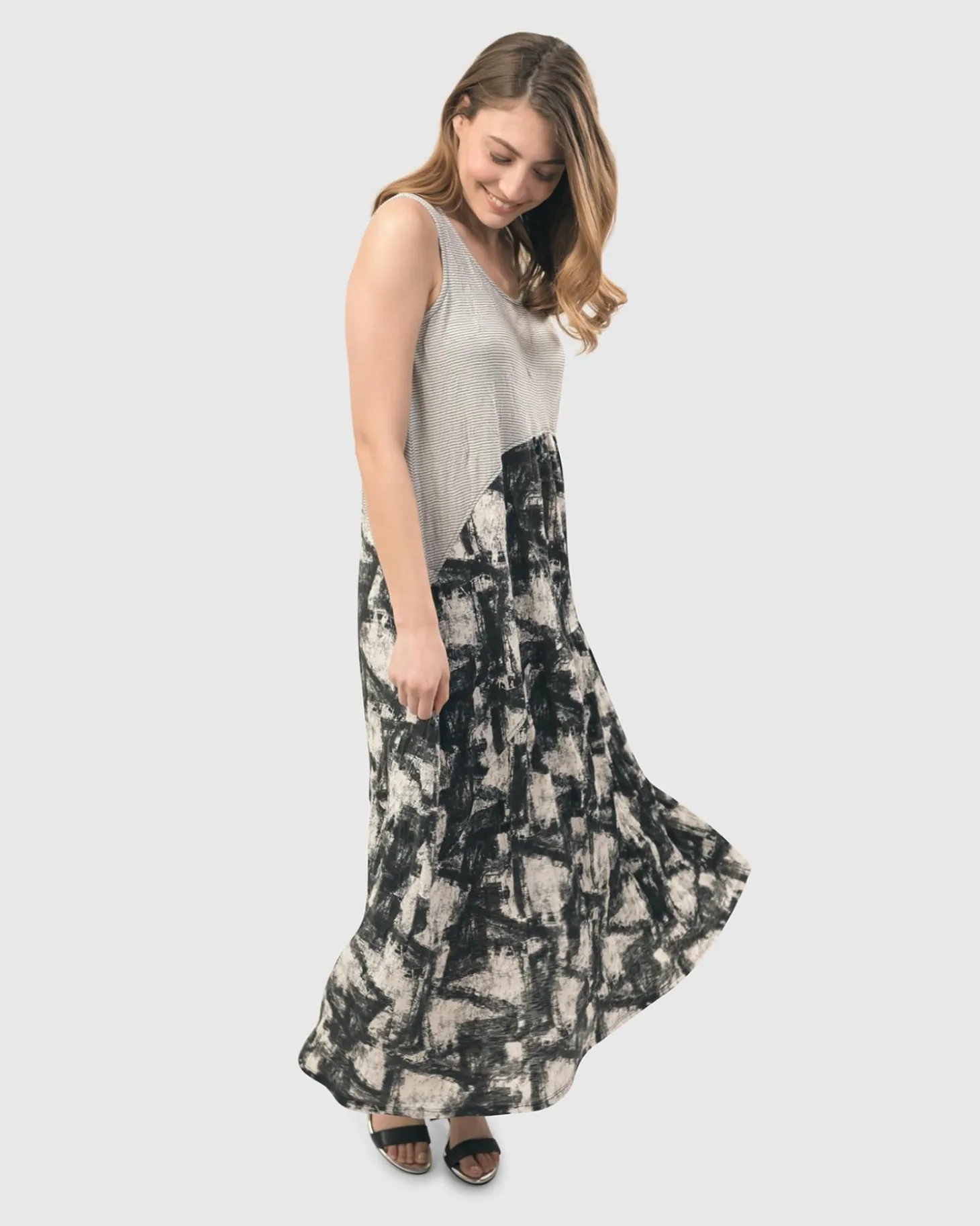 Women Alembika Marble Crinkle Tank Dress, Black