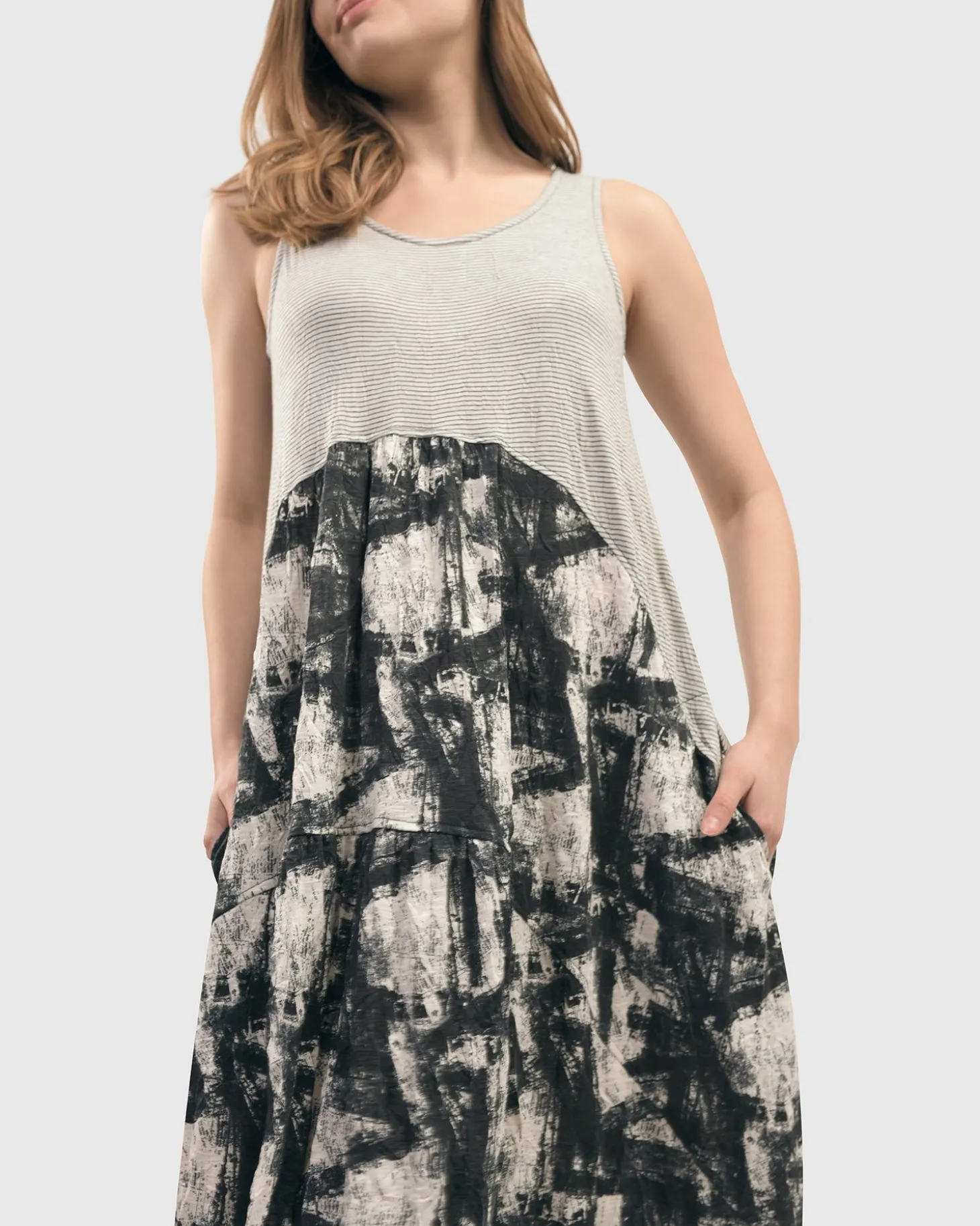 Women Alembika Marble Crinkle Tank Dress, Black