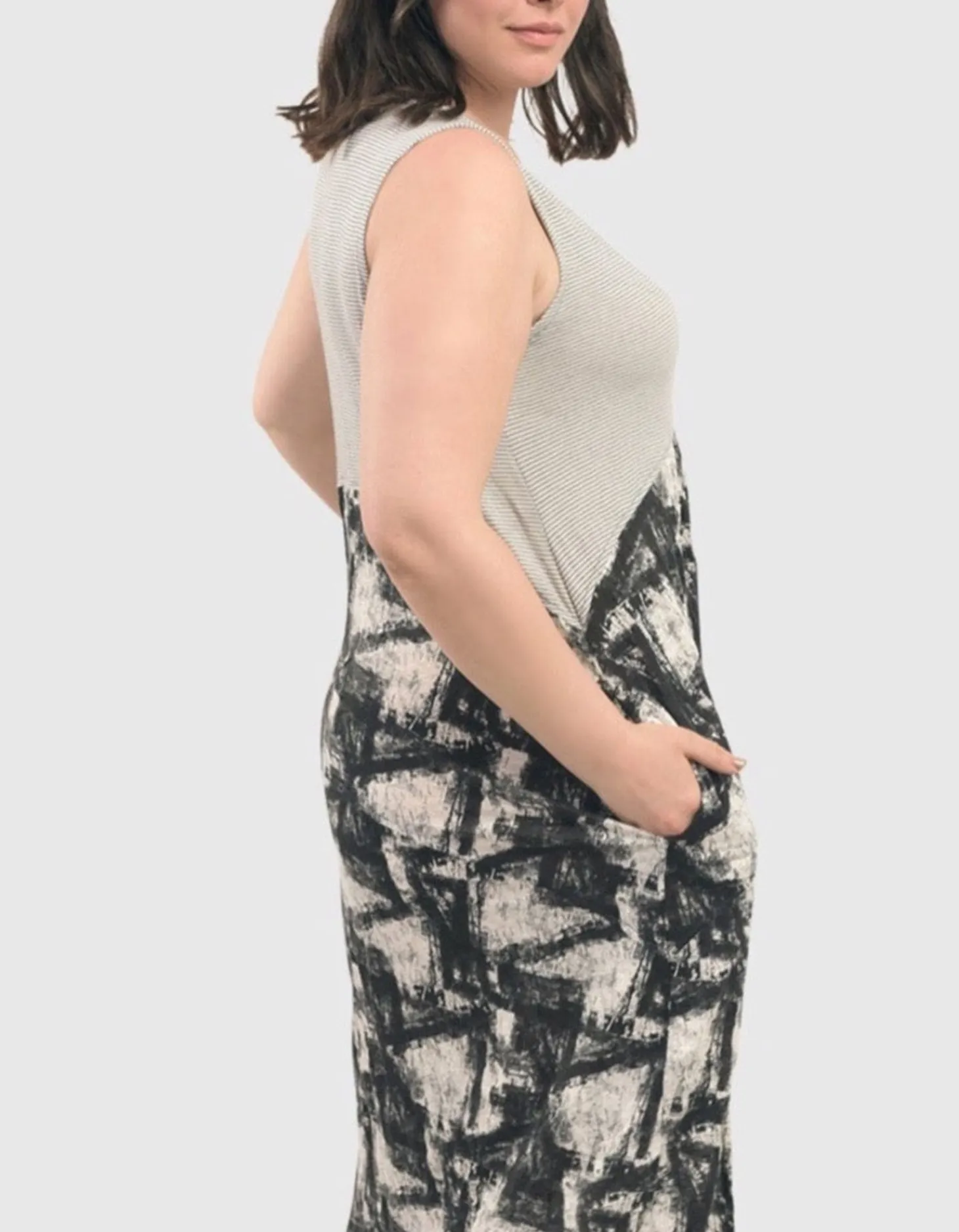 Women Alembika Marble Crinkle Tank Dress, Black