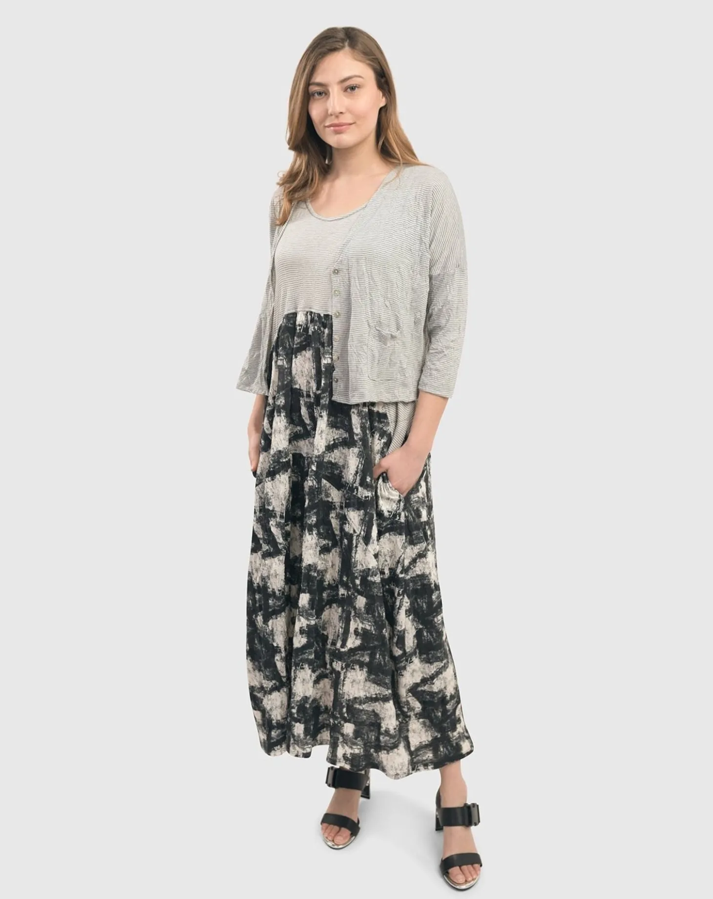 Women Alembika Marble Crinkle Tank Dress, Black