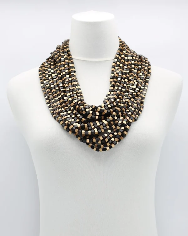Women Alembika Next Pashmina Wooden Beads Necklace, Mosaic