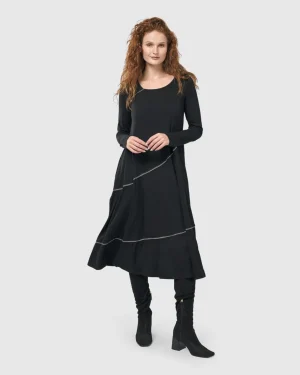 Women Alembika Nightingale Pullover Midi Dress, Black
