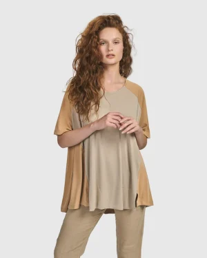 Women Alembika Oasis Colorblock Trapeze Top, Tan