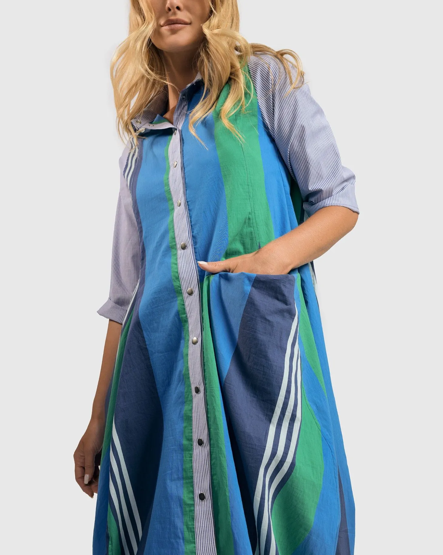 Women Alembika Ocean Stripe Wonderful Dress, Marine