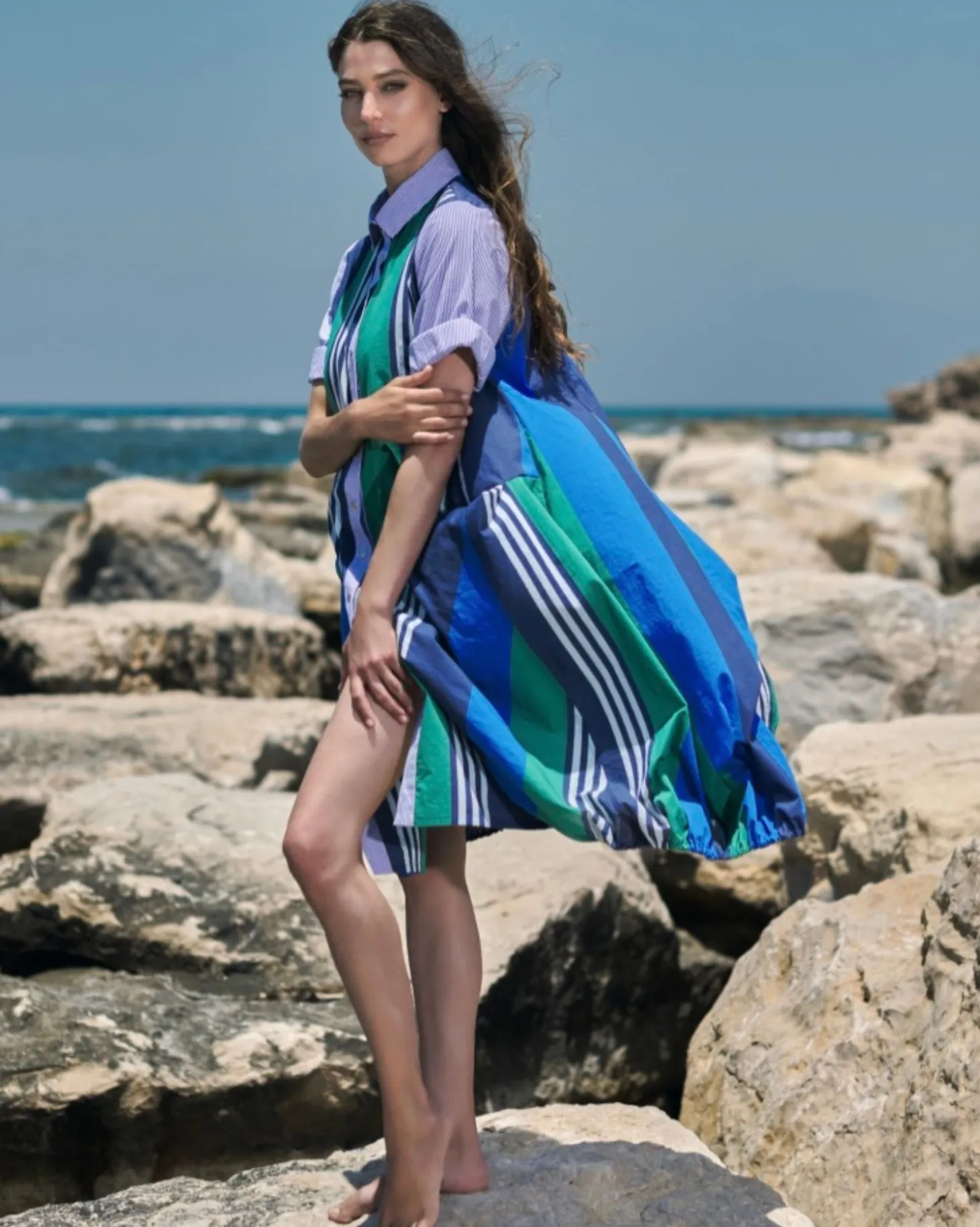 Women Alembika Ocean Stripe Wonderful Dress, Marine
