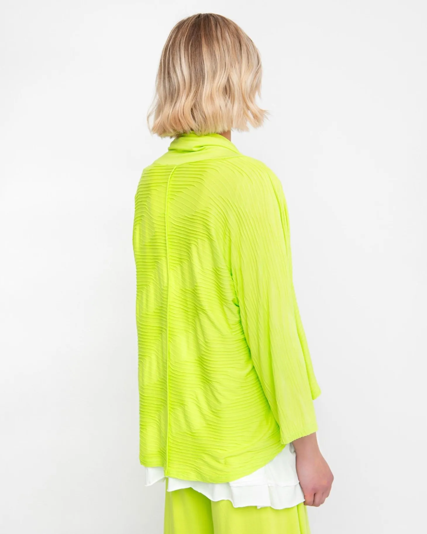 Women Alembika Ozai N Ku Drape Neck Racquet Cardigan, Lime