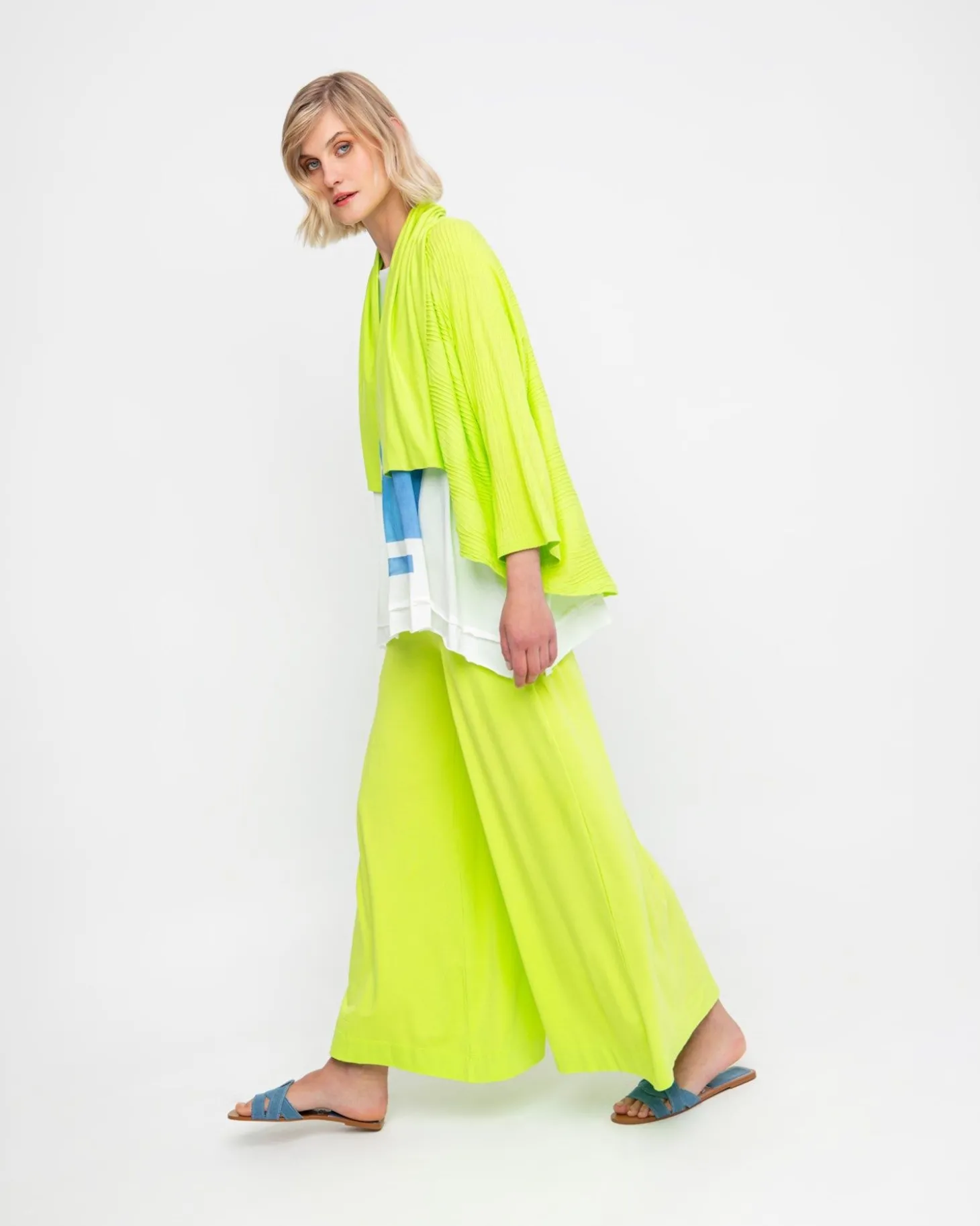 Women Alembika Ozai N Ku Drape Neck Racquet Cardigan, Lime