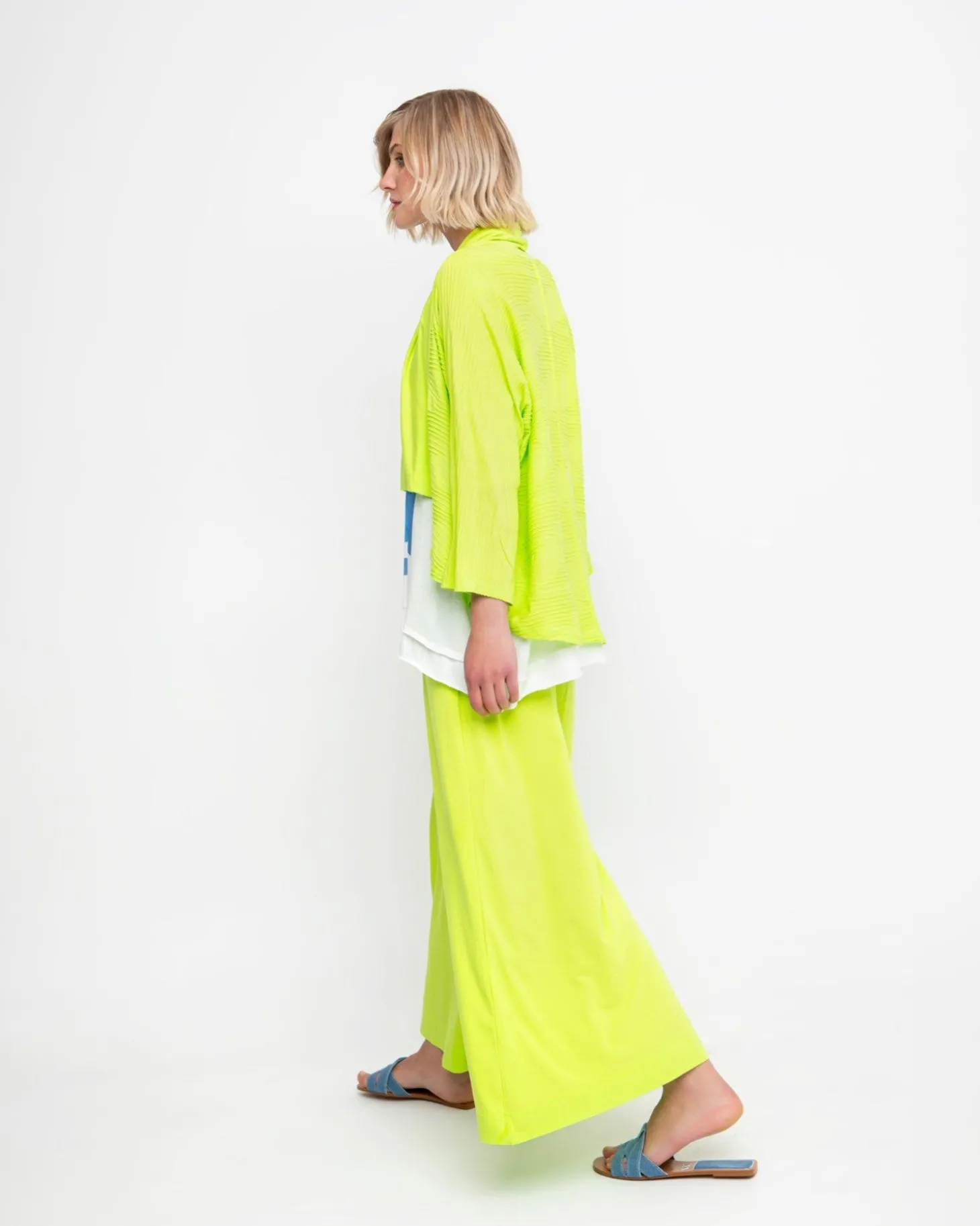 Women Alembika Ozai N Ku Drape Neck Racquet Cardigan, Lime