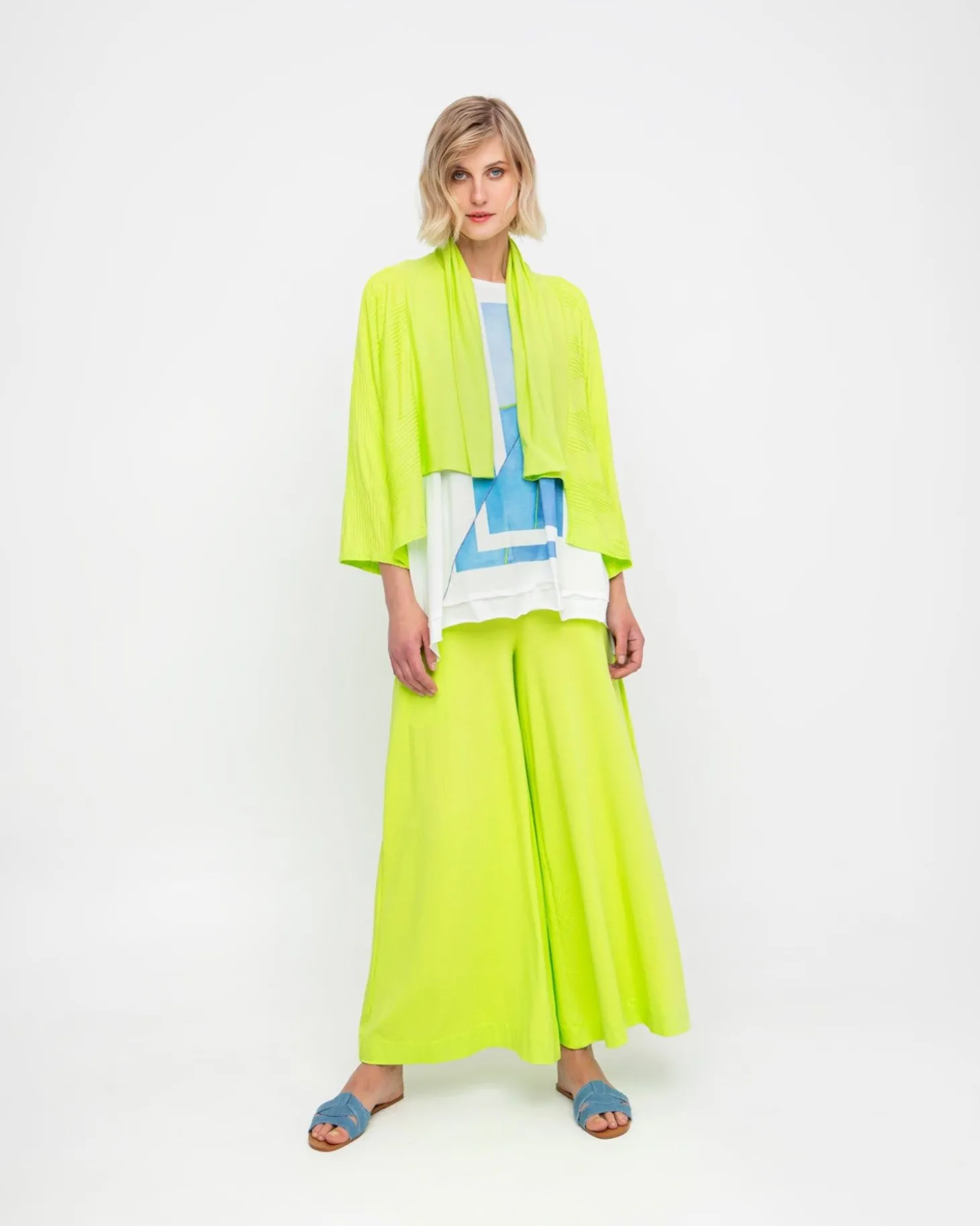 Women Alembika Ozai N Ku Drape Neck Racquet Cardigan, Lime