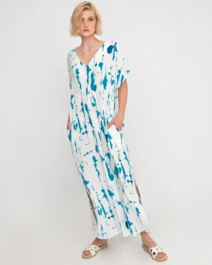 Women Alembika Ozai N Ku Island Relaxed Maxi Dress, White/Turquoise