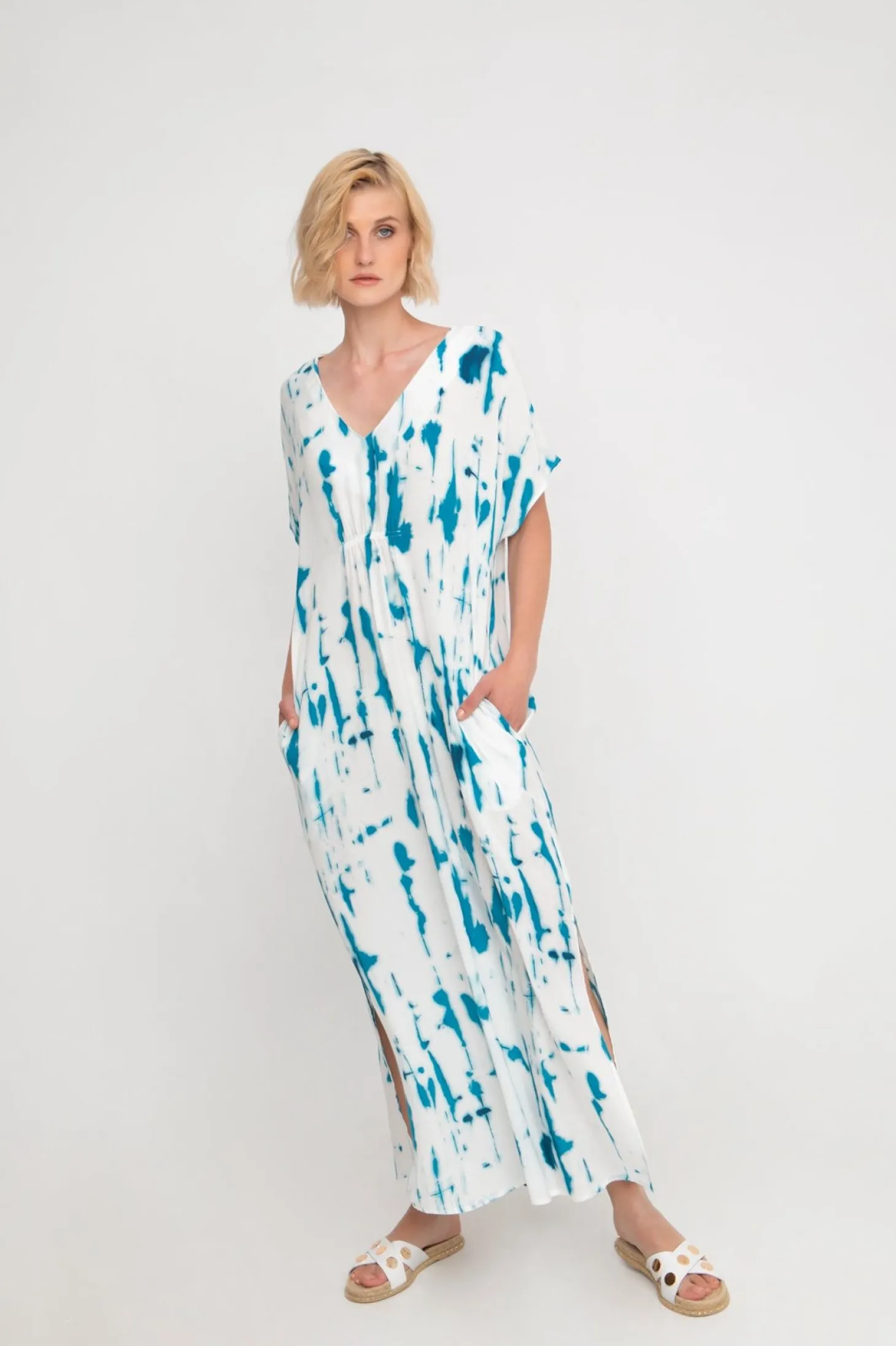 Women Alembika Ozai N Ku Island Relaxed Maxi Dress, White/Turquoise
