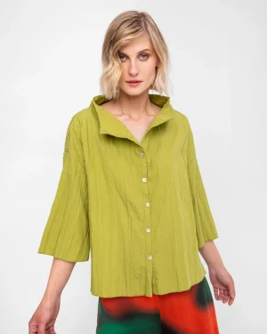 Women Alembika Ozai N Ku Pleated Crinkle Funnel Top, Olive