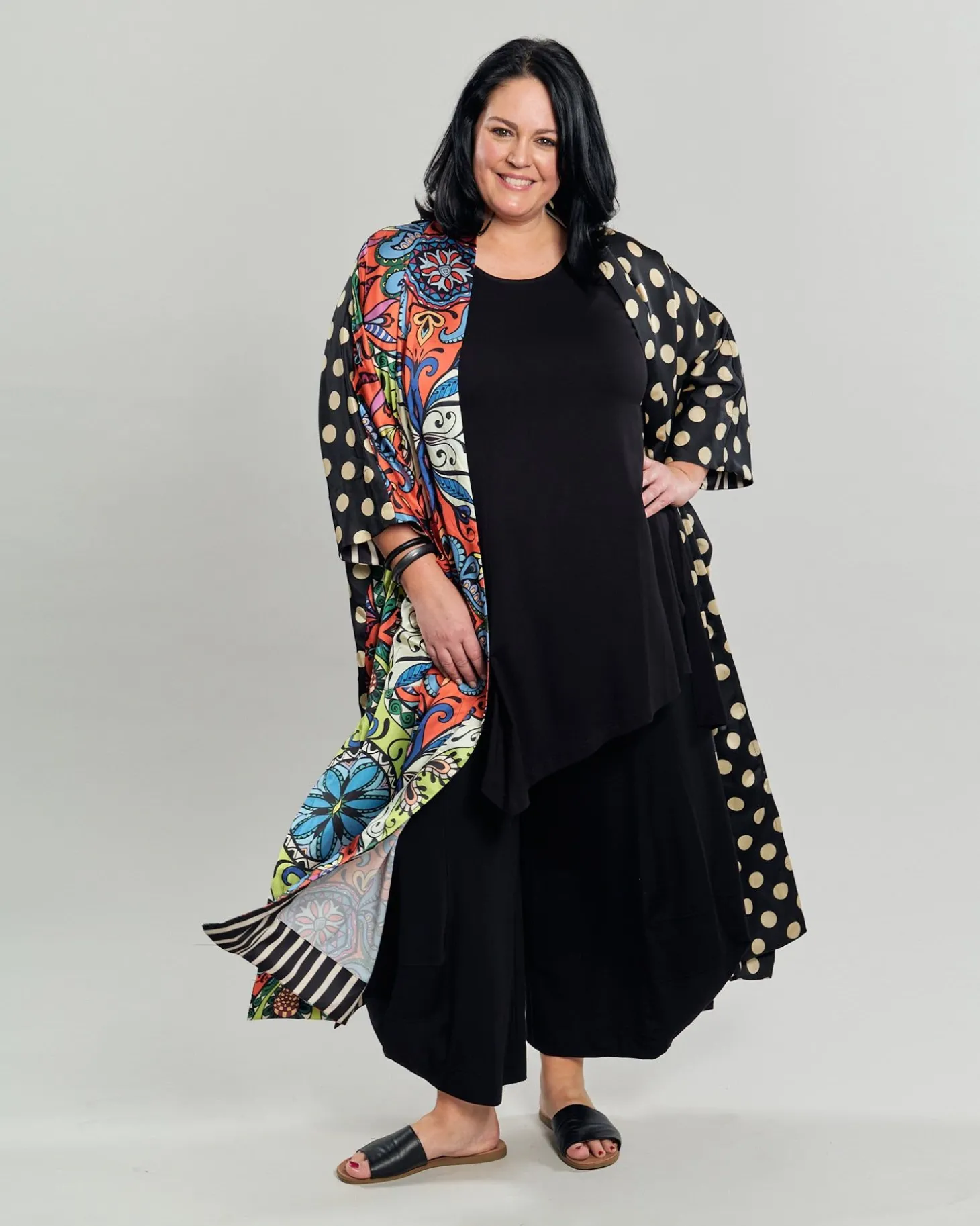 Women Alembika Paisley Dot Long Kimono Jacket, Multip