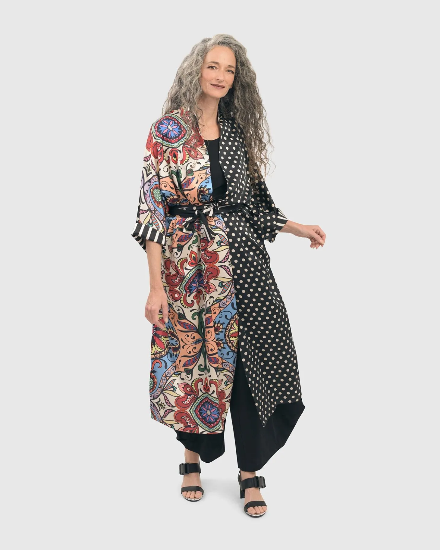 Women Alembika Paisley Dot Long Kimono Jacket, Multi