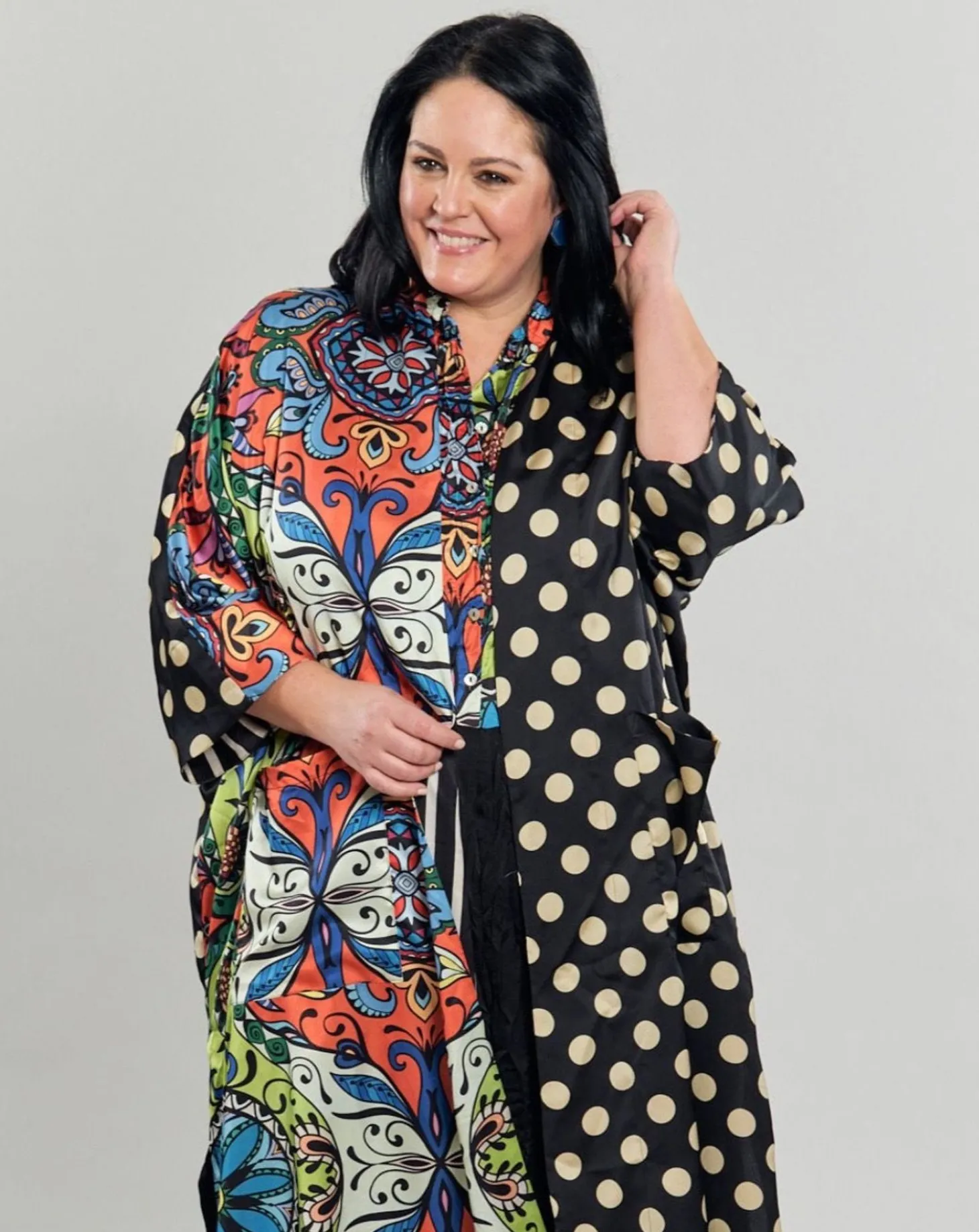 Women Alembika Paisley Dot Long Kimono Jacket, Multip