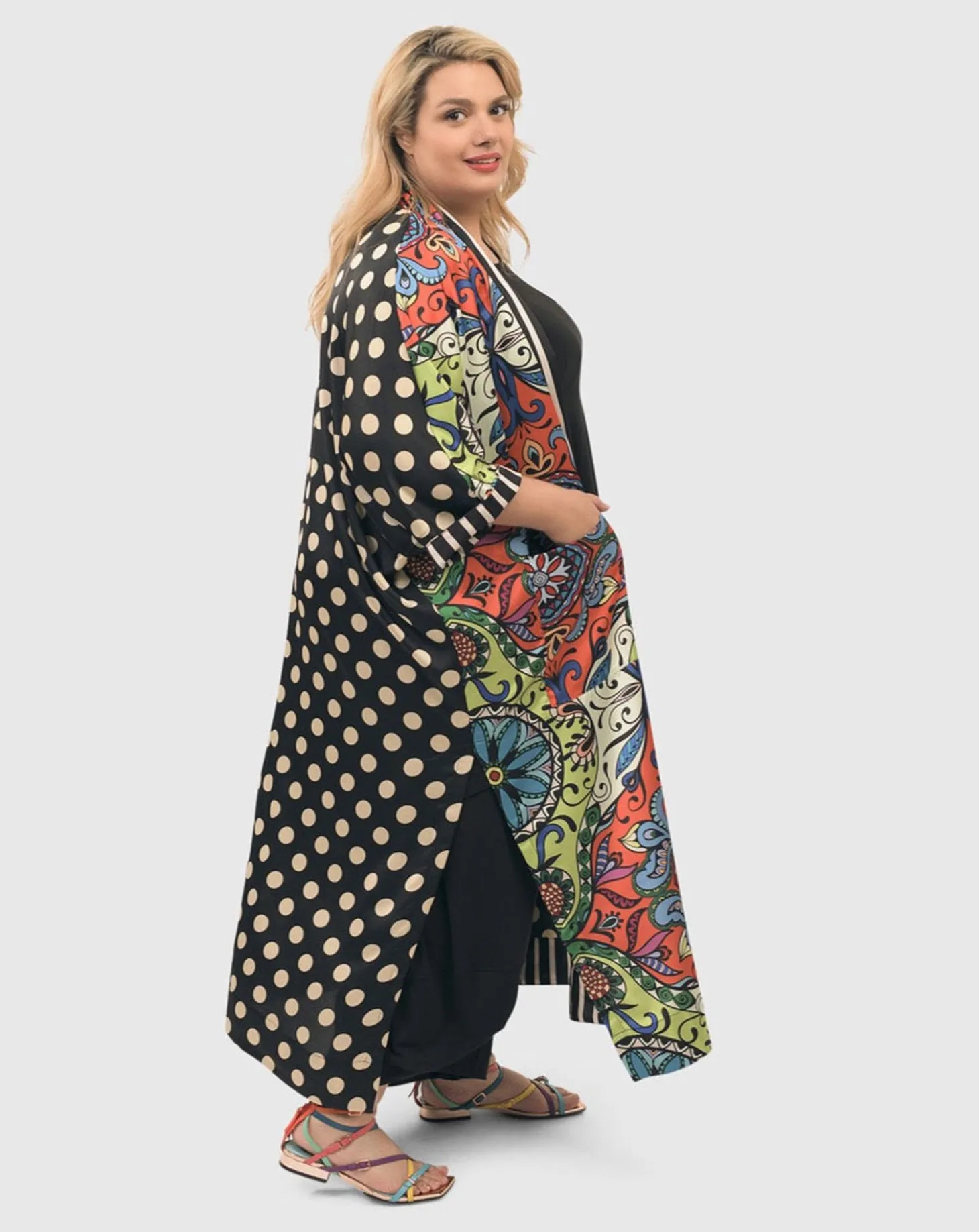 Women Alembika Paisley Dot Long Kimono Jacket, Multip