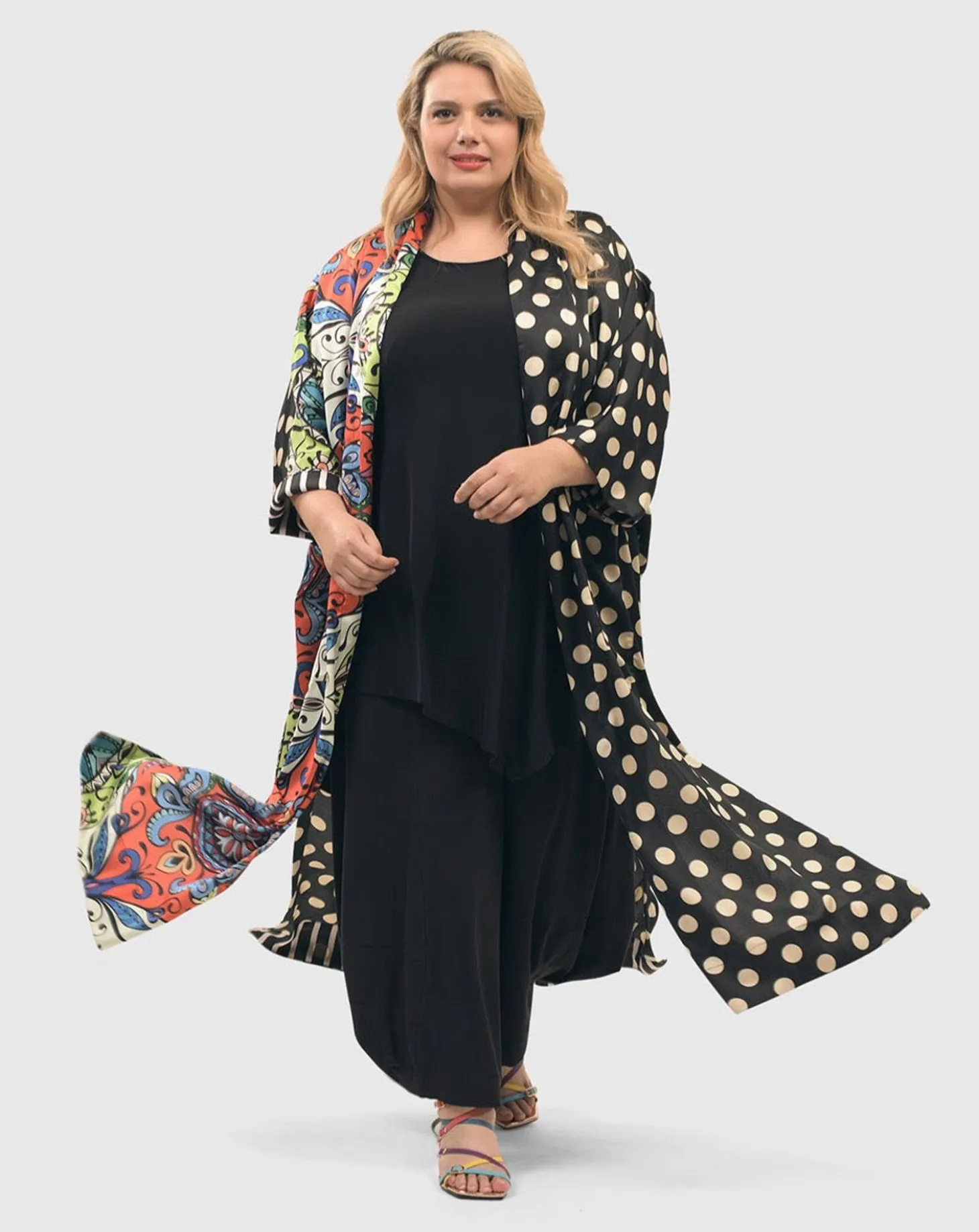 Women Alembika Paisley Dot Long Kimono Jacket, Multip