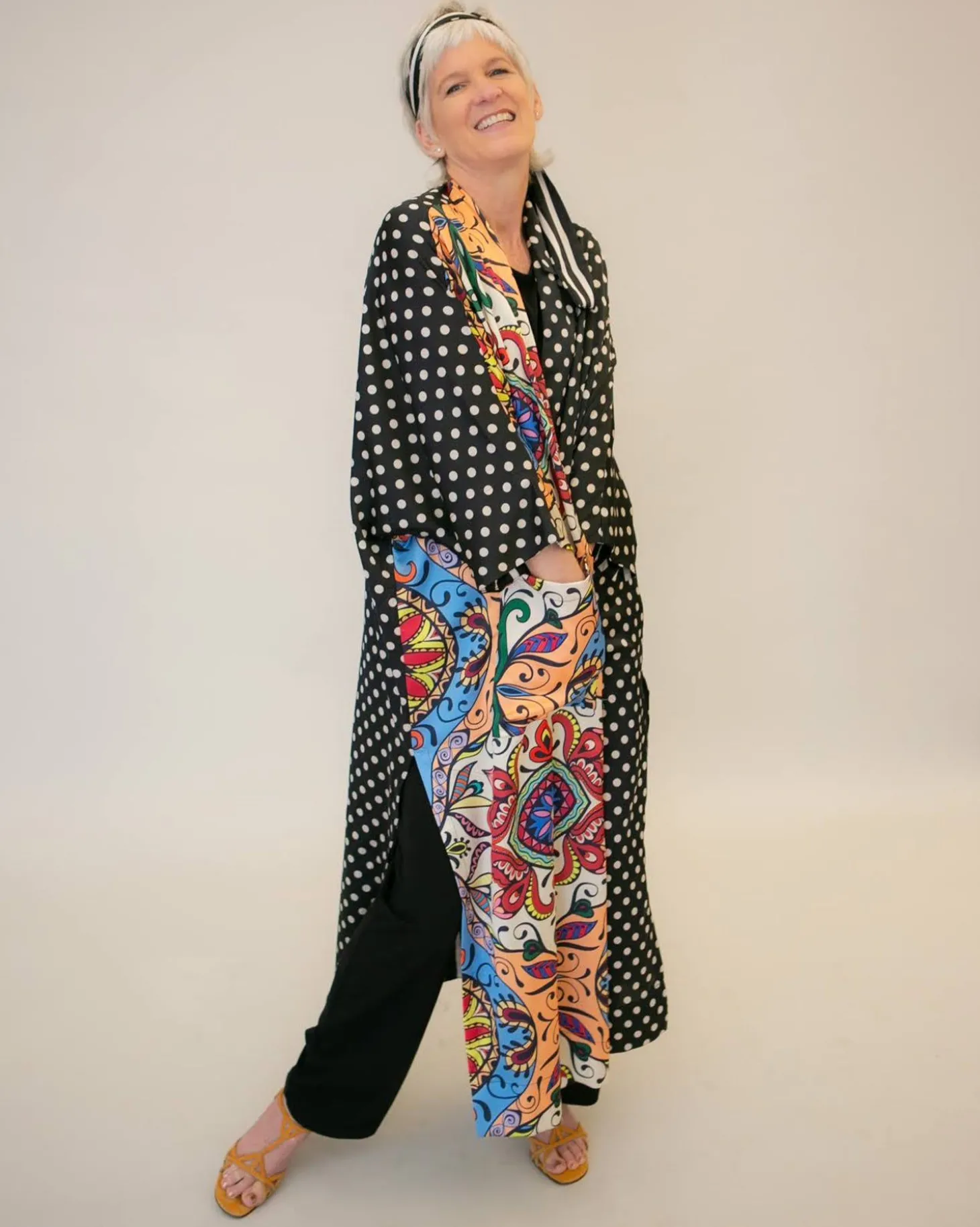 Women Alembika Paisley Dot Long Kimono Jacket, Multi