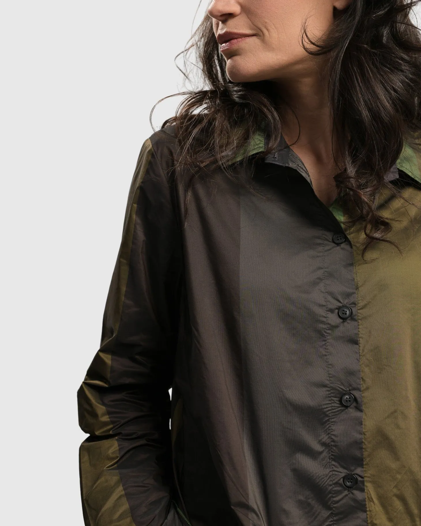 Women Alembika Patio Stones Button Down Tunic Top, Forest