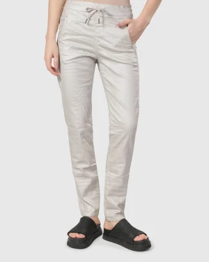 Women Alembika Pinstripe Iconic Stretch Jeans, Pearl/White