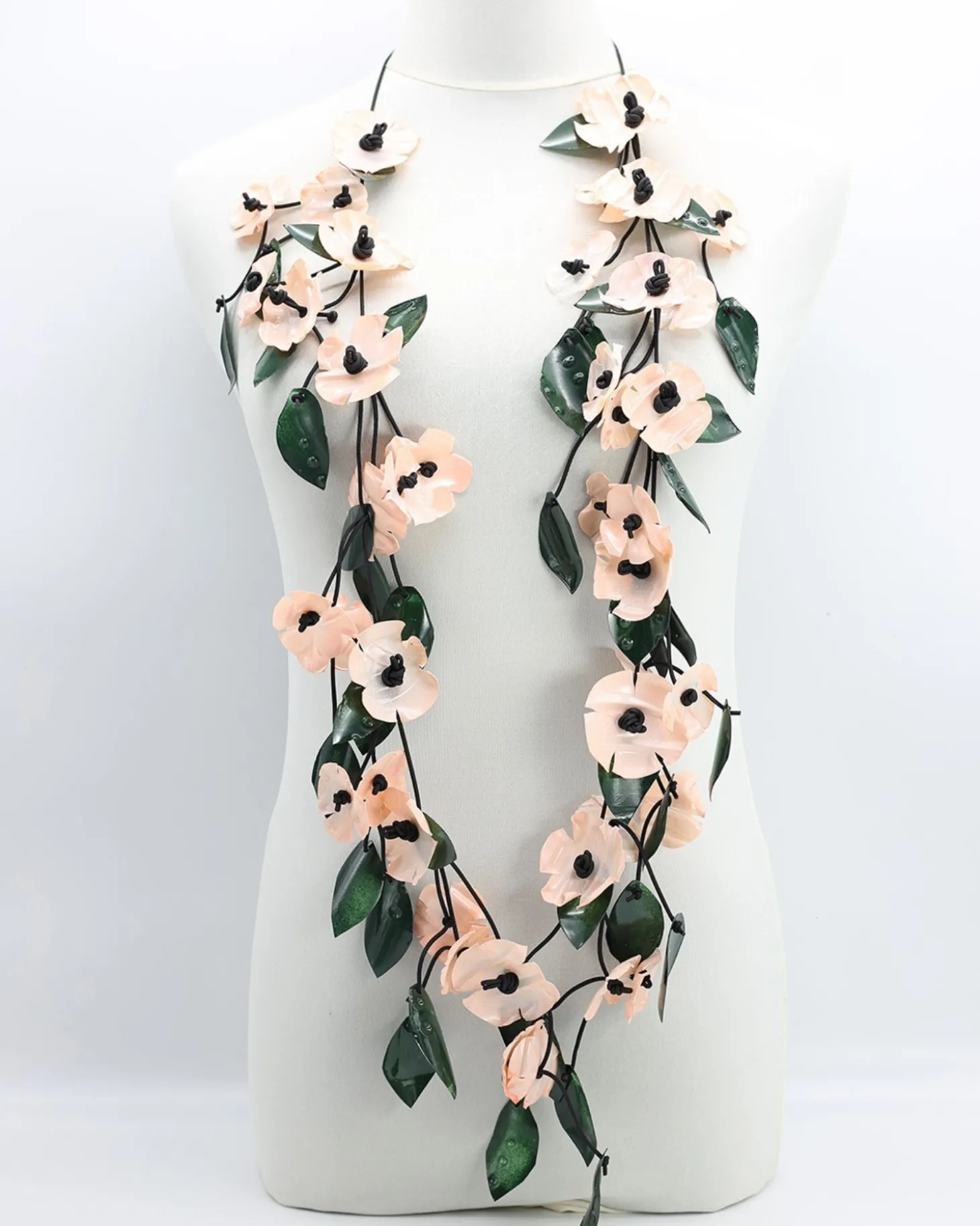 Women Alembika Poppy & Green Leaf Necklace, Pink