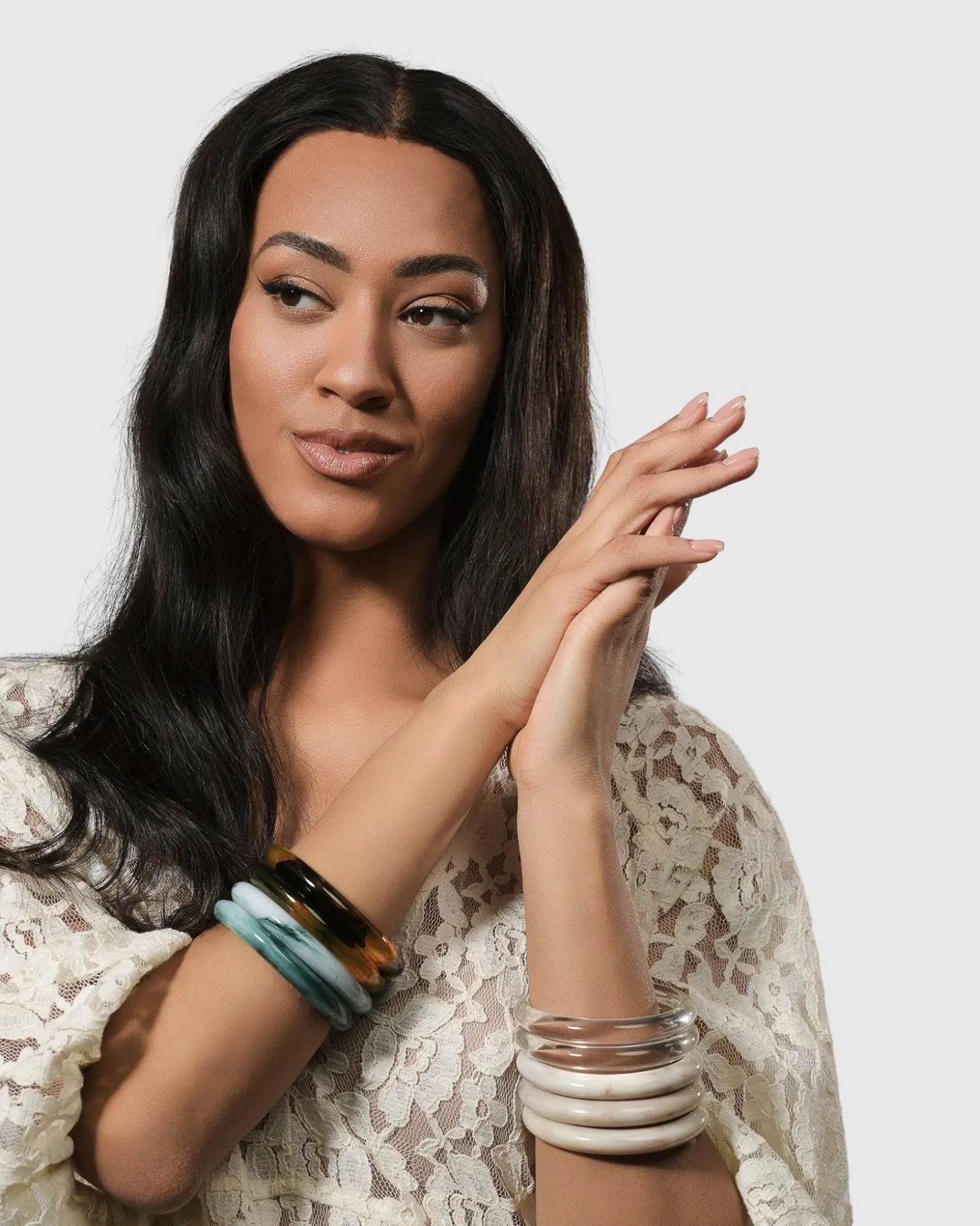 Women Alembika Rounded Bangle Bracelet, Jade