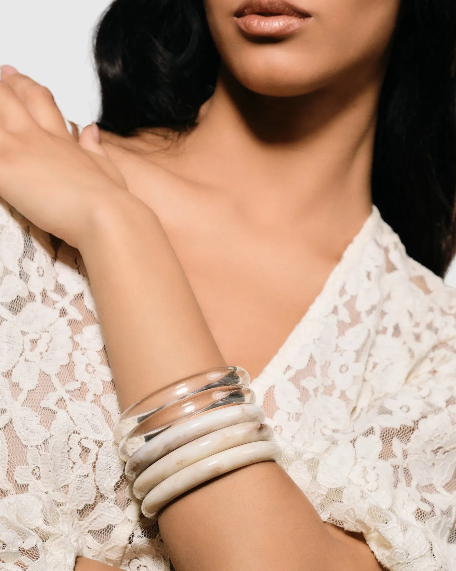 Women Alembika Rounded Bangle Bracelet, Oat