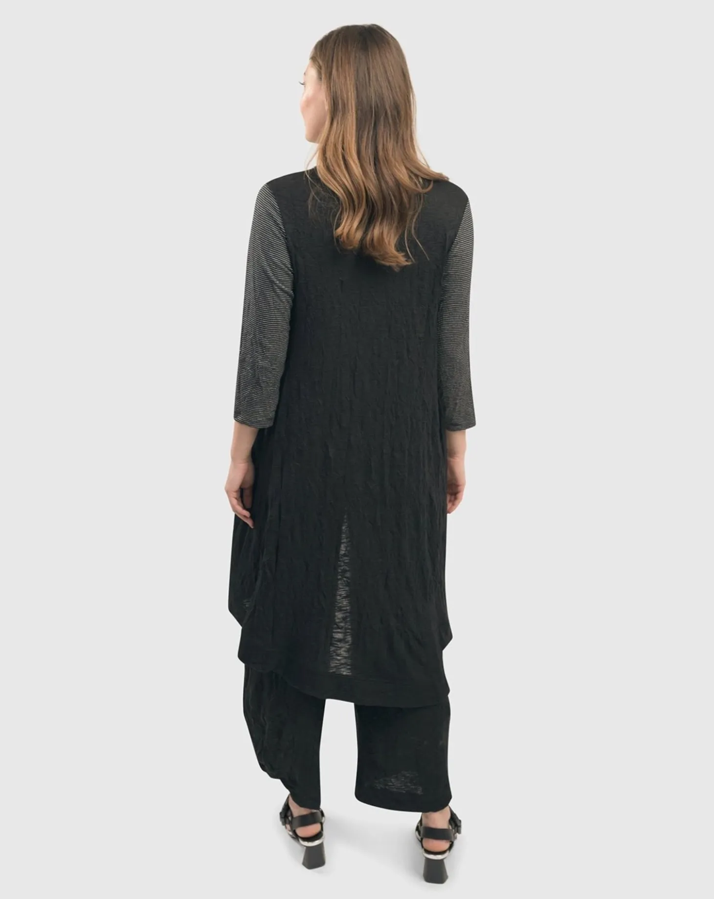 Women Alembika Ru Hi-Lo Crinkle Tunic Top, Sepia