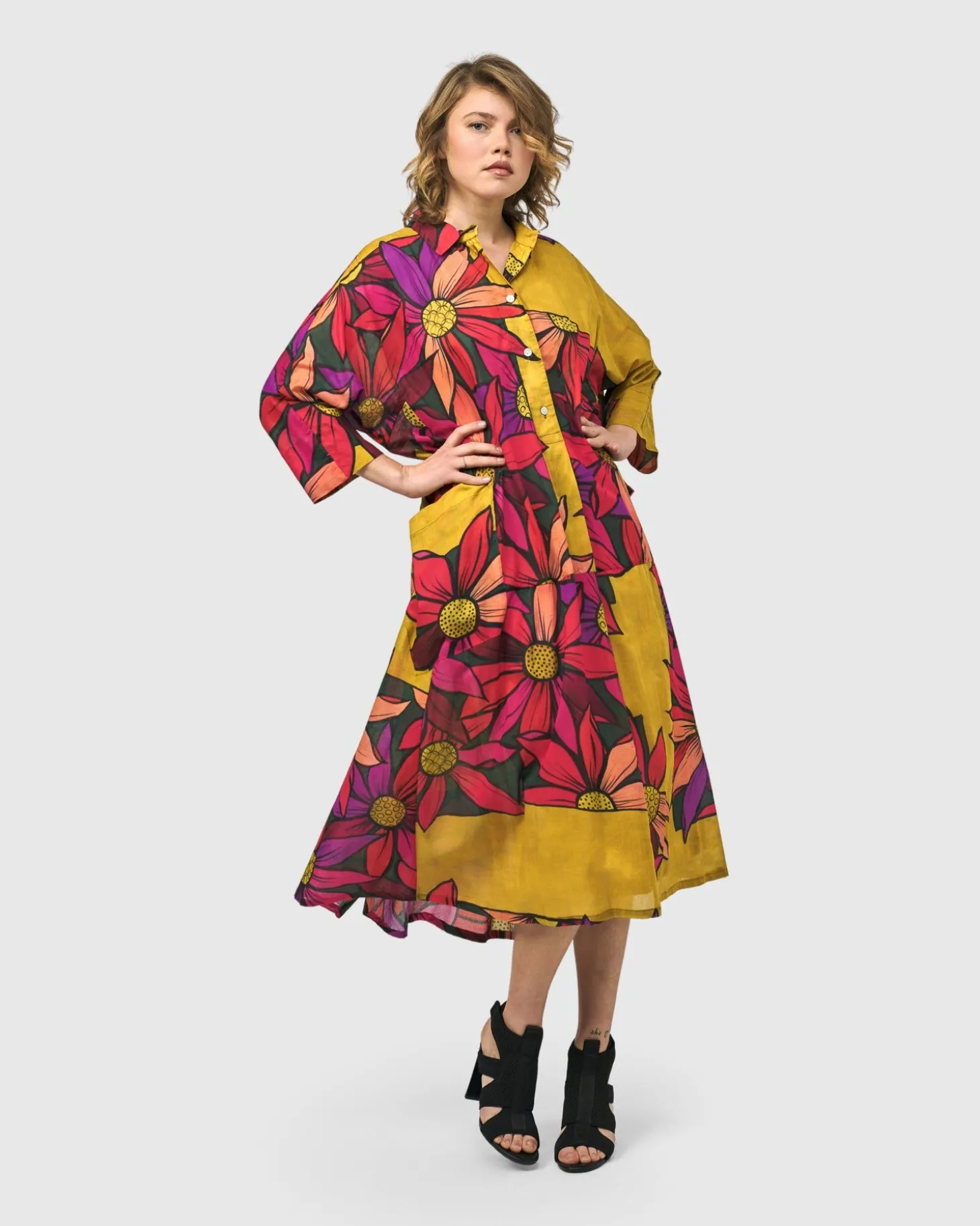 Women Alembika Saffron Shirt Dress, Bouquet
