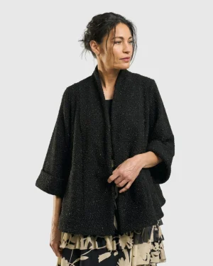 Women Alembika Sagittarius A-Line Jacket, Charcoal