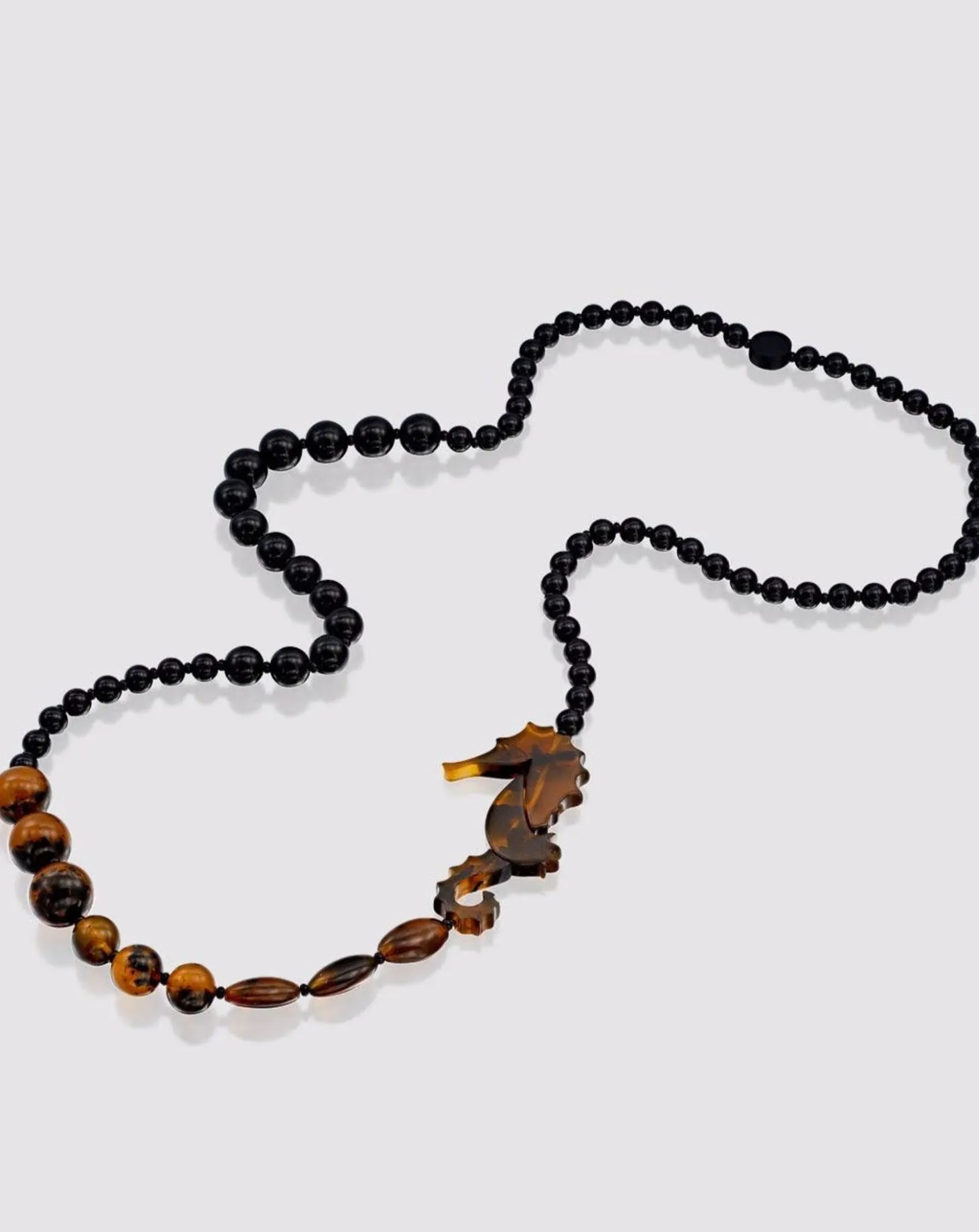 Women Alembika Seahorse Bead Necklace, Tortoise/Black