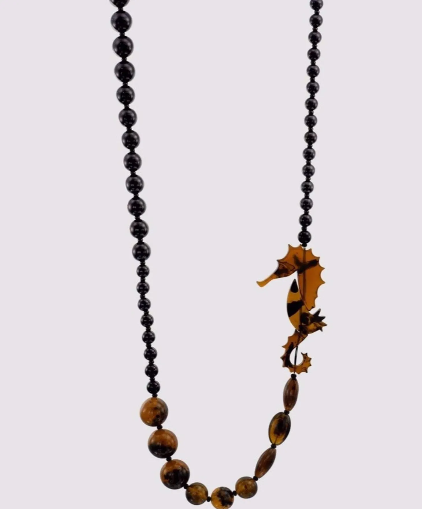Women Alembika Seahorse Bead Necklace, Tortoise/Black