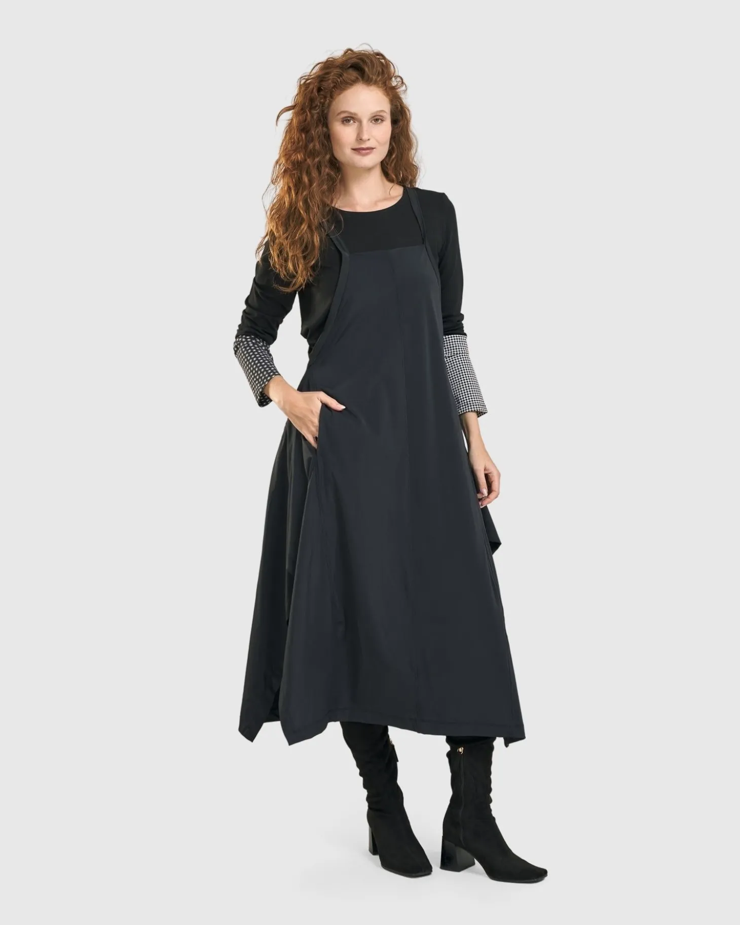 Women Alembika Shelley Apron Dress, Black