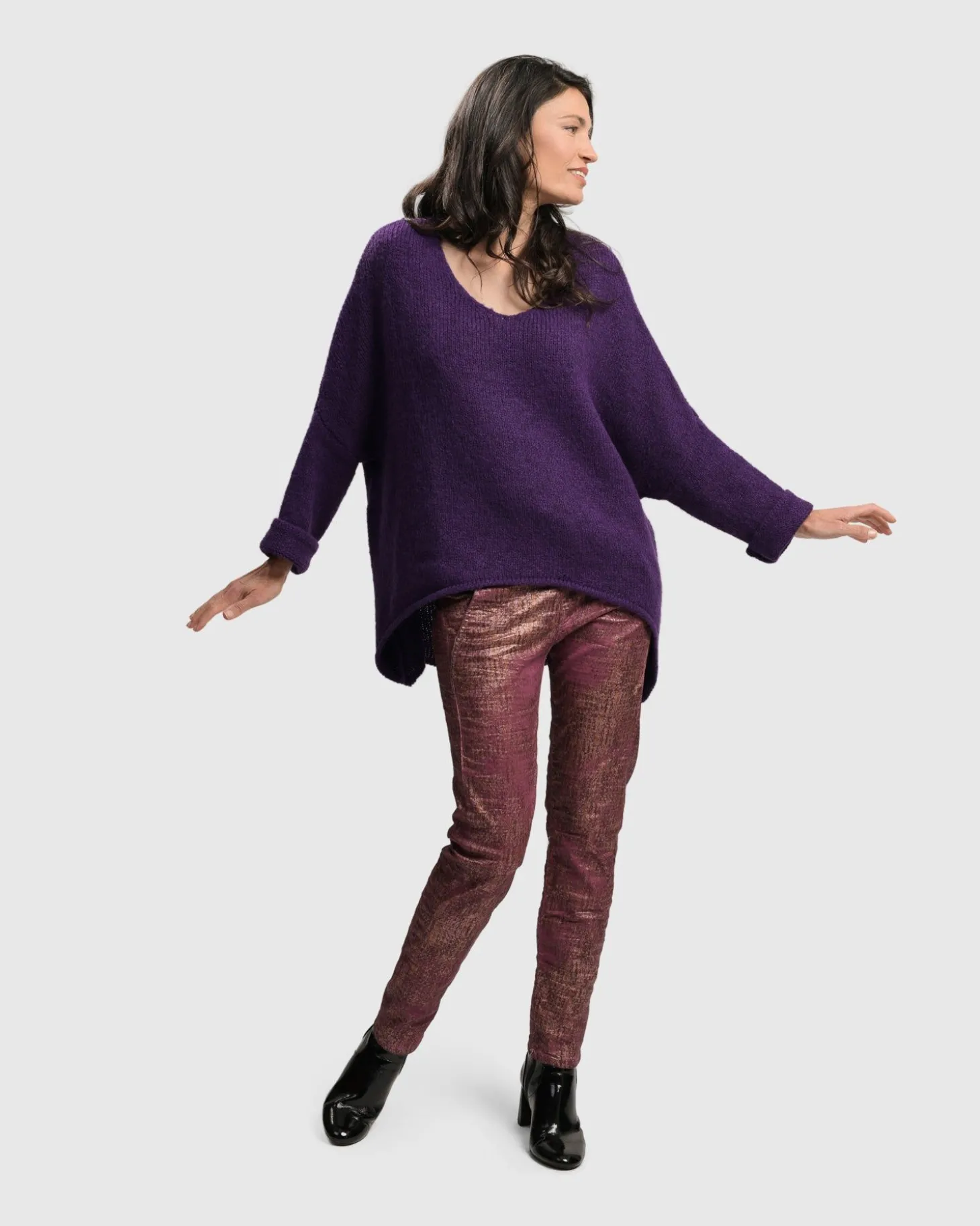 Women Alembika Siesta Oversized Sweater, Purple